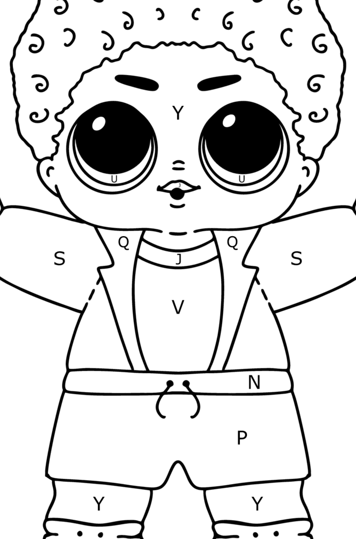 Coloring page LOL boy King - Coloring by Letters for Kids