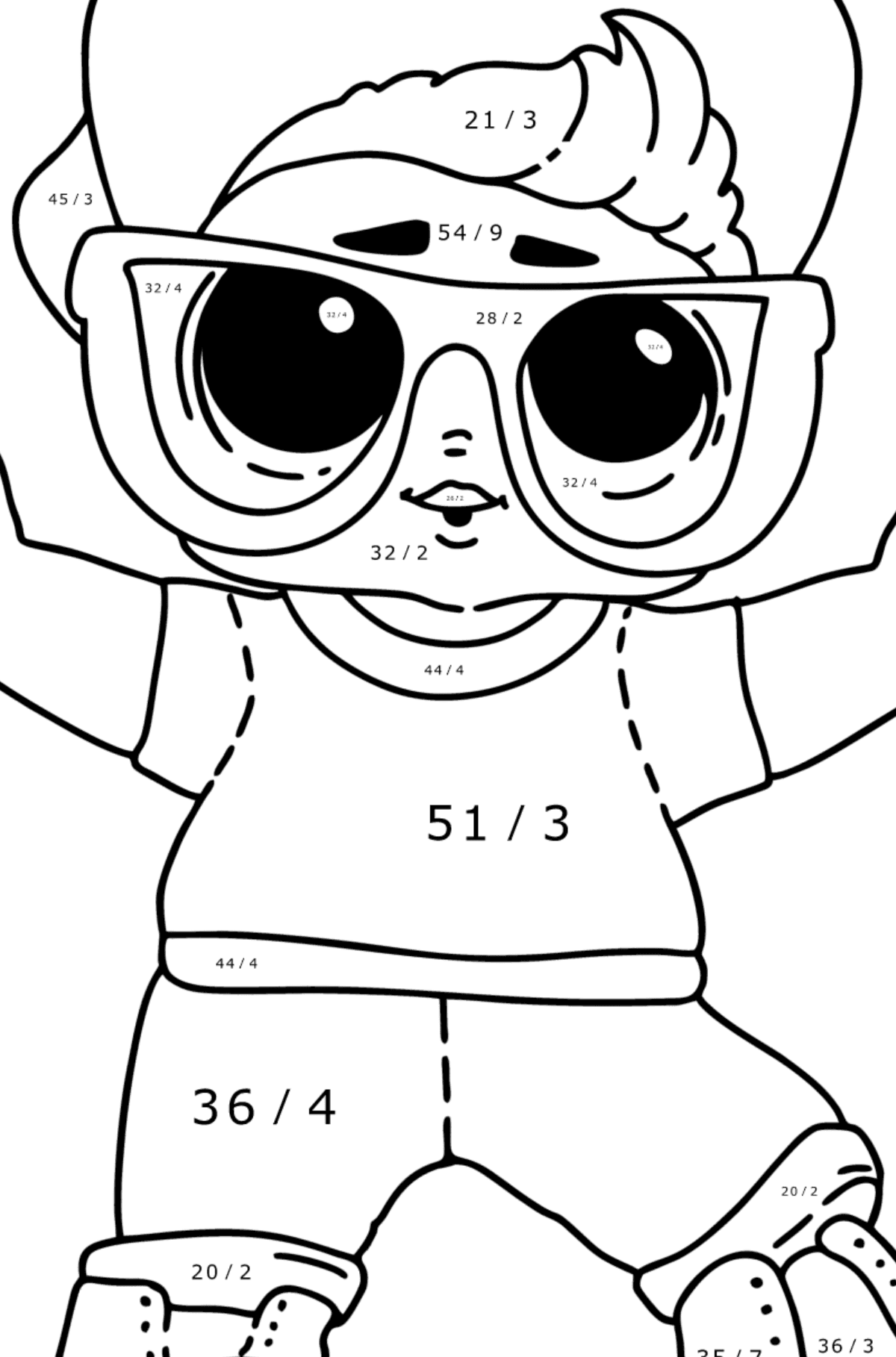 Coloring page LOL boy Next Door - Math Coloring - Division for Kids
