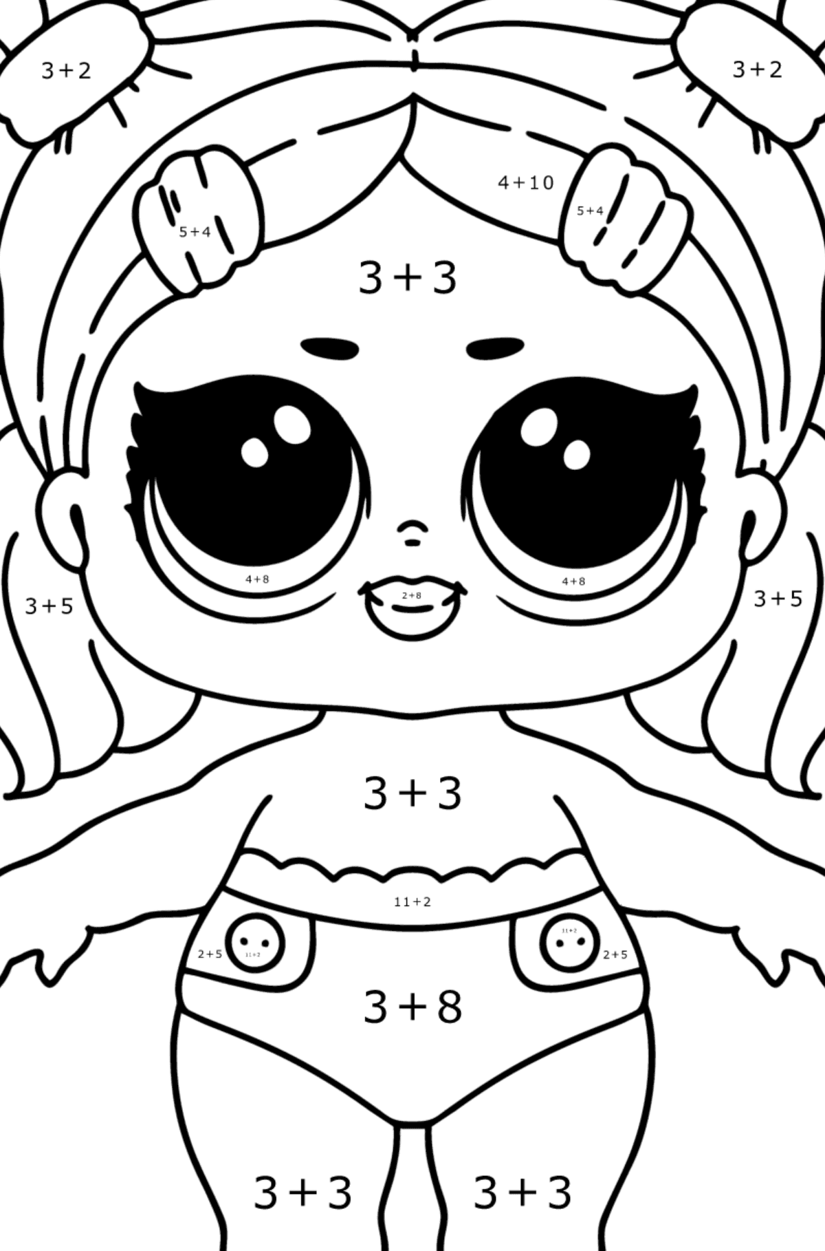 Coloring page LOL LIL Dusk - Math Coloring - Addition for Kids