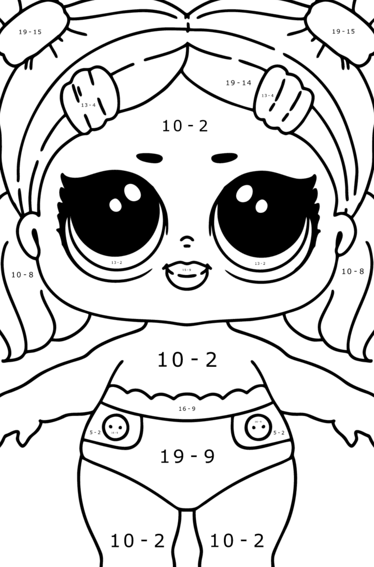 Coloring page LOL LIL Dusk - Math Coloring - Subtraction for Kids