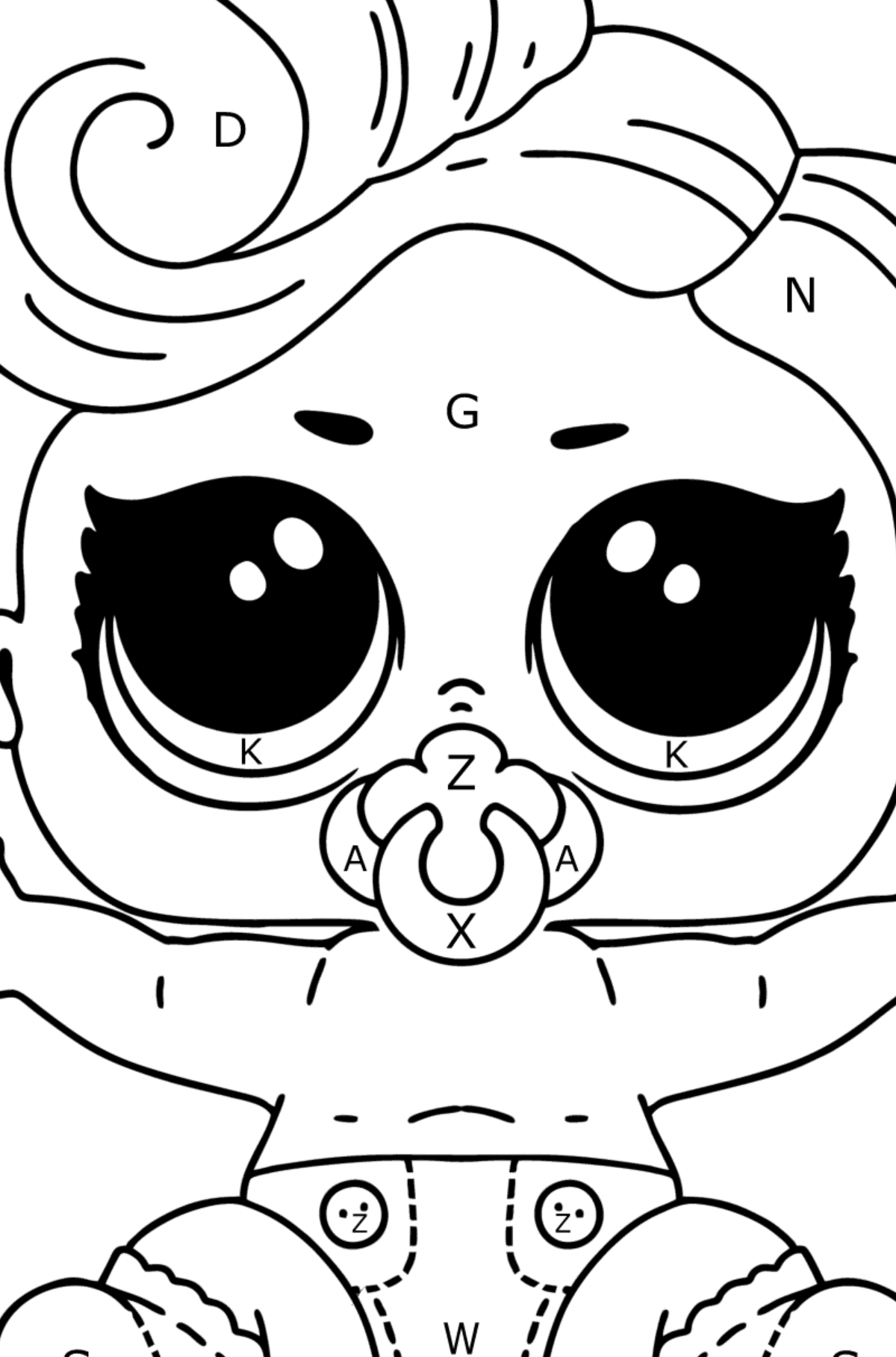 Coloring page LOL LIL Lux - Coloring by Letters for Kids