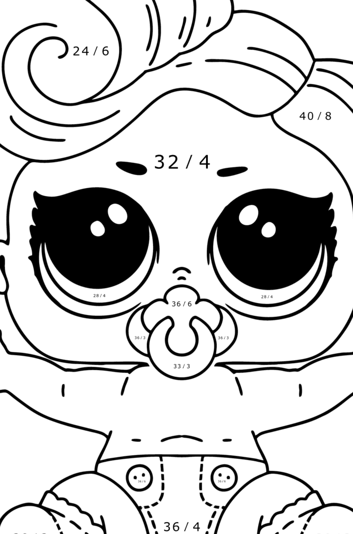 Coloring page LOL LIL Lux - Math Coloring - Division for Kids