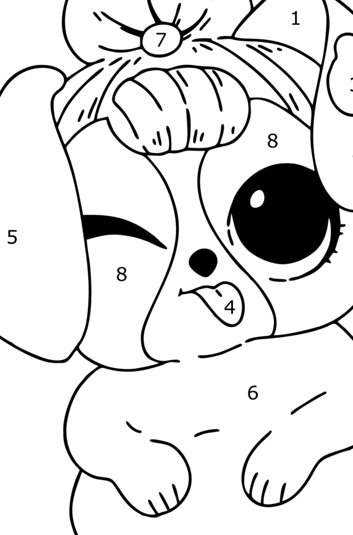 Boyama sayfası Oyuncak bebek Pet Cute Puppy de LOL Surprise - Sayılarla Boyama çocuklar için