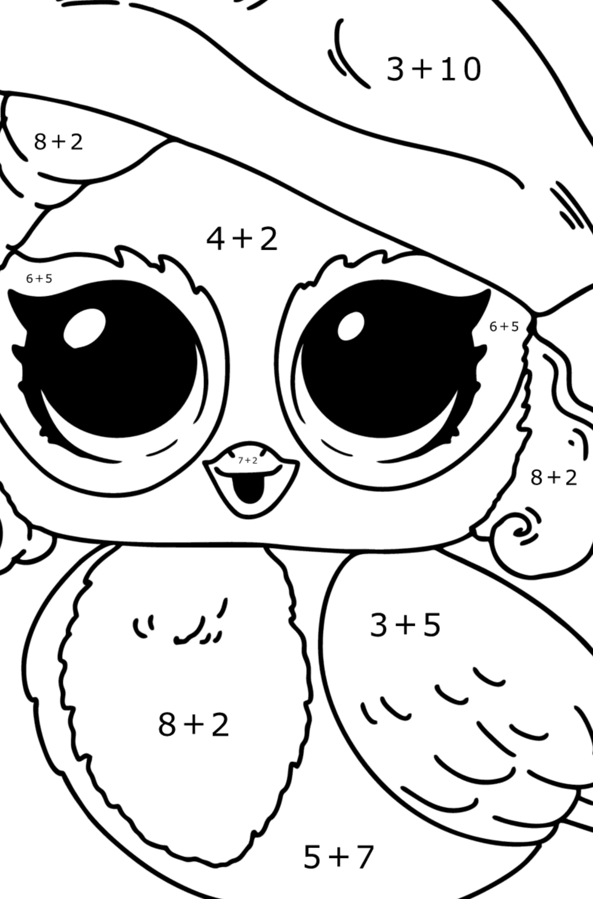 Coloring page LOL PET Angel Wings - Math Coloring - Addition for Kids
