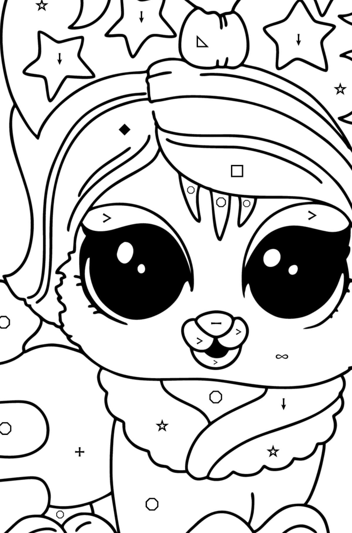 Coloring page LOL Pet Kitty - Coloring by Symbols and Geometric Shapes for Kids