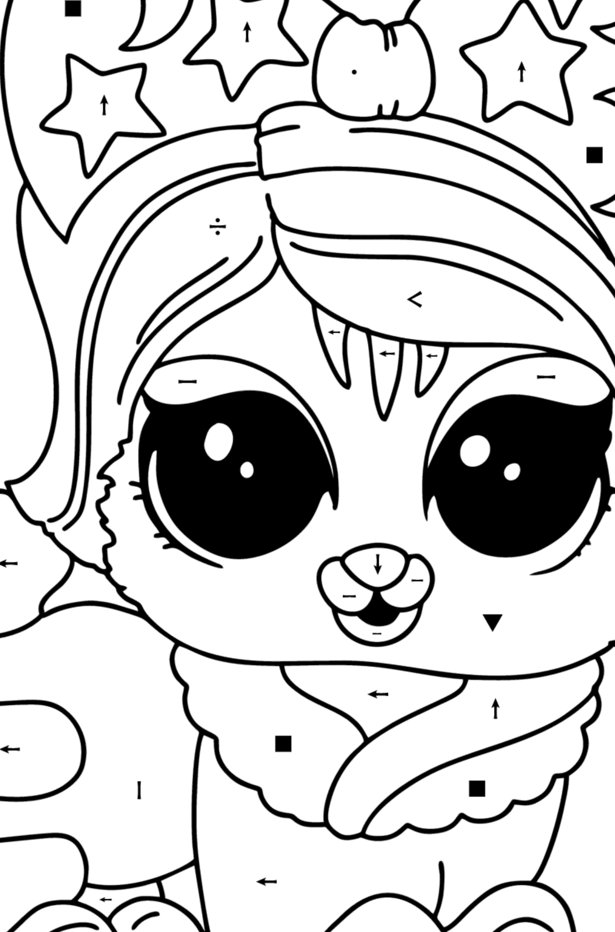 Coloring page LOL Pet Kitty - Coloring by Symbols for Kids