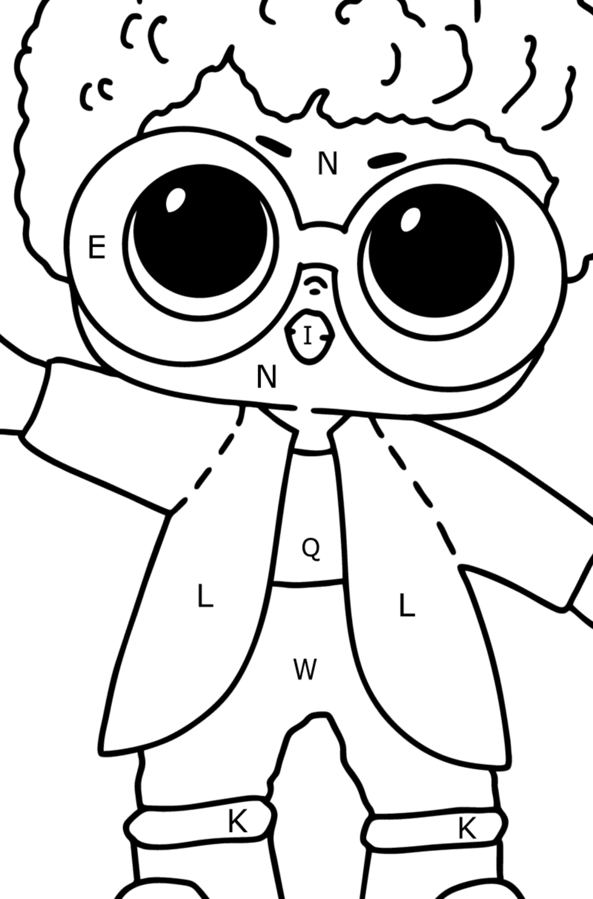 LOL Surprise Purple Reign Doll Boy coloring page - Coloring by Letters for Kids