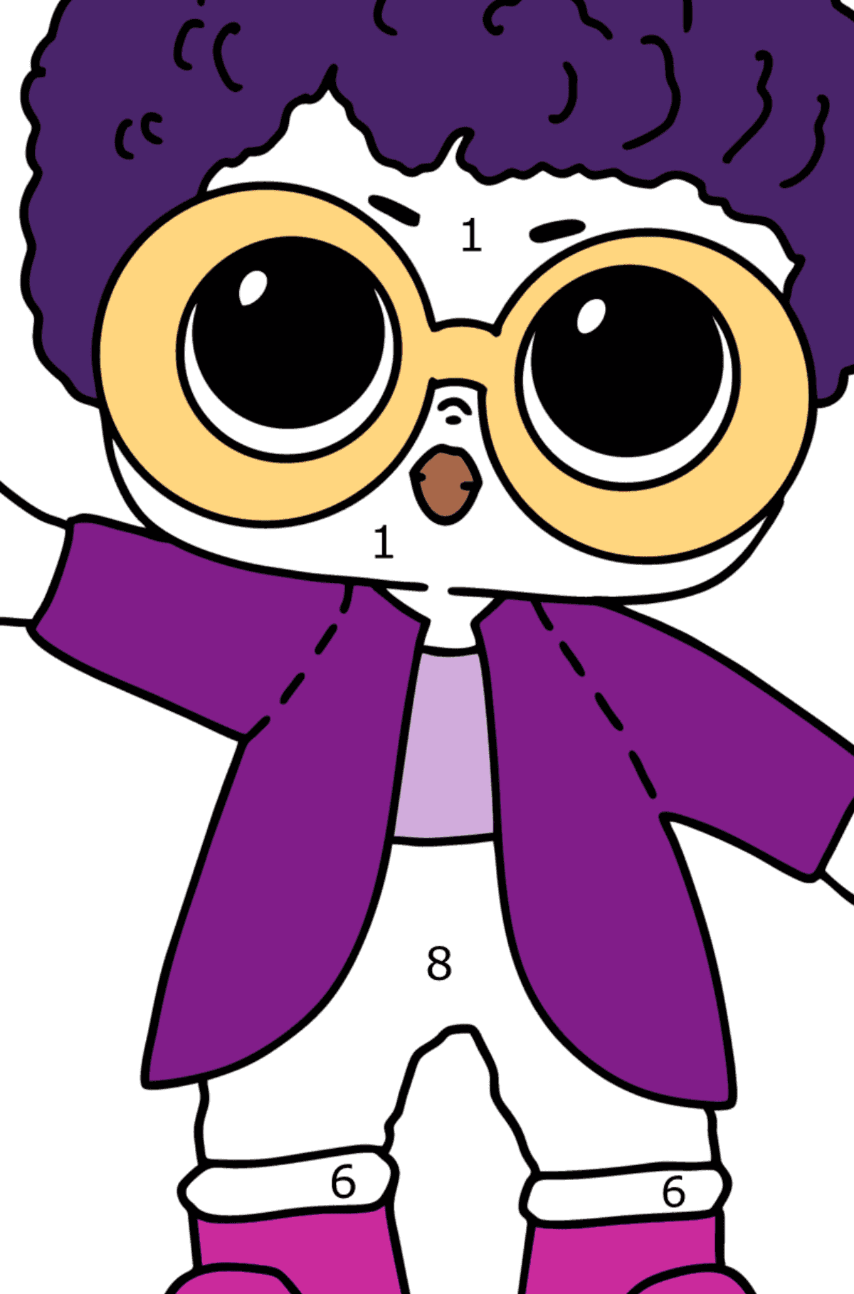 LOL Surprise Purple Reign Doll Boy coloring page - Coloring by Numbers for Kids