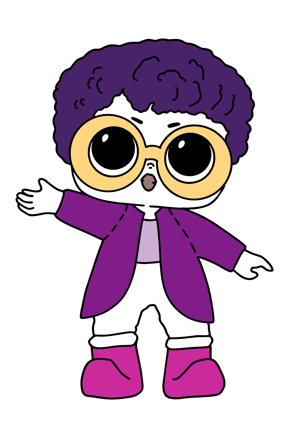 Ausmalbild LOL Surprise Purple Reign Doll Boy - Malvorlagen für Kinder