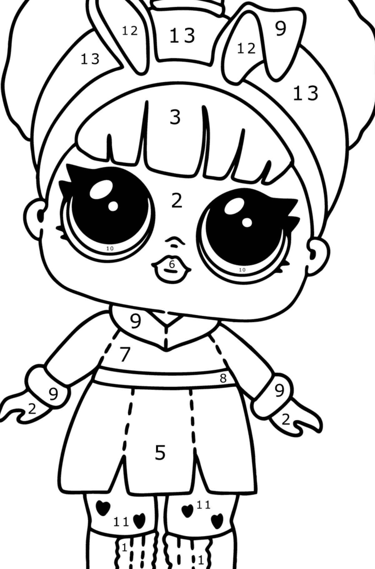 LOL Surprise Snow bunny coloring page - Coloring by Numbers for Kids