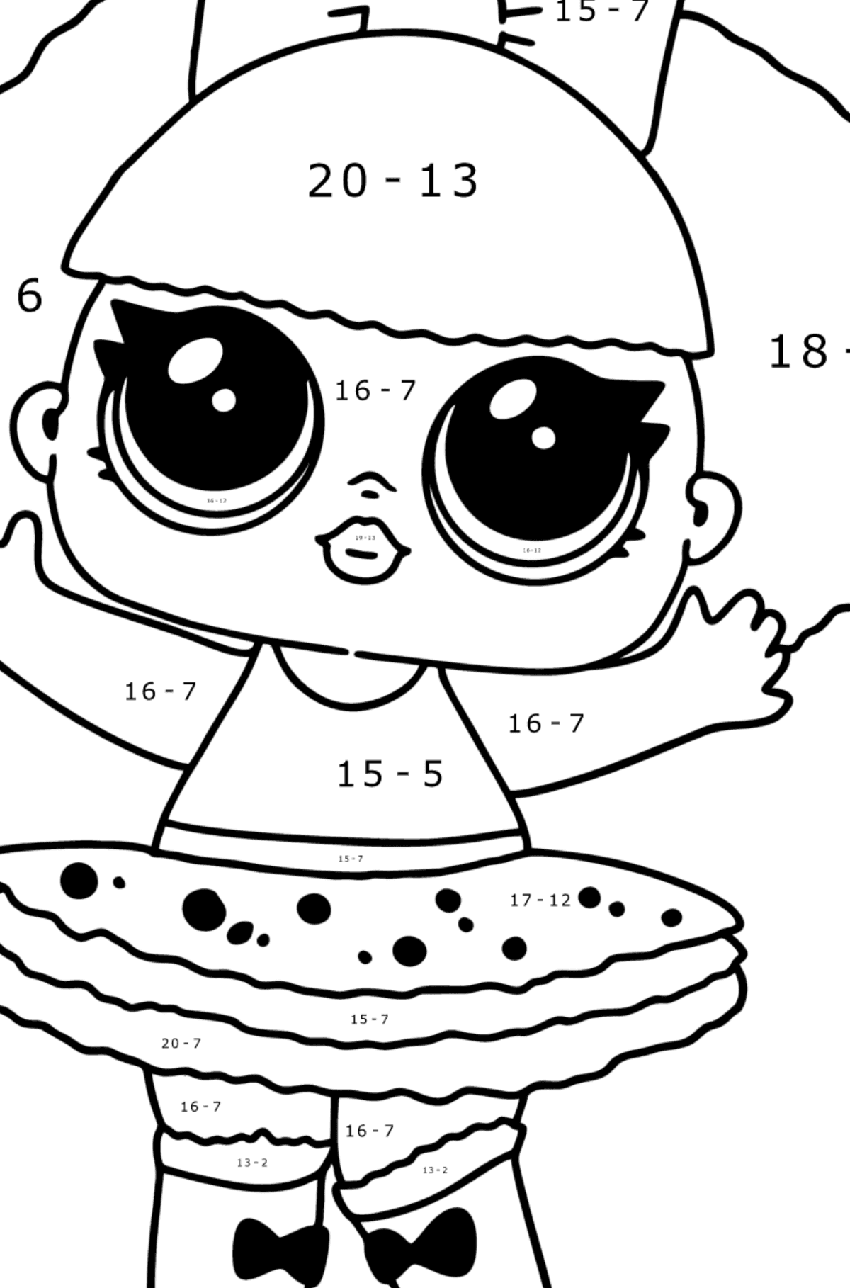 LOL Surprise Diva coloring page - Math Coloring - Subtraction for Kids