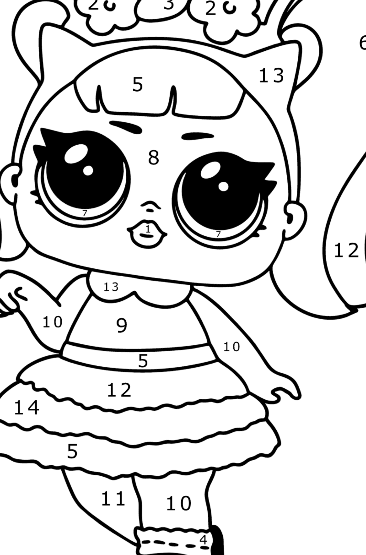 Desenho de LOL Surprise Unicorn para colorir - Colorir por Números para Crianças
