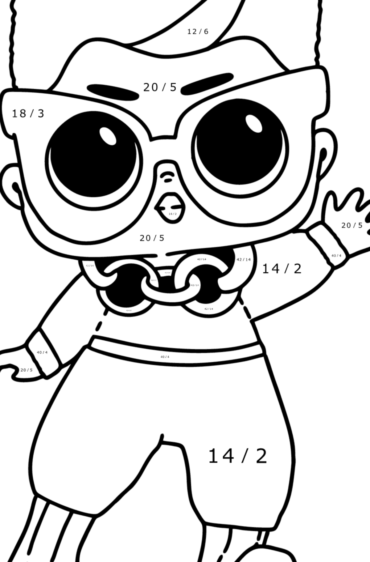 Mewarnai gambar LOL Surprise Swaggie Doll Boy - Pewarnaan Matematika: Pembagian untuk anak-anak