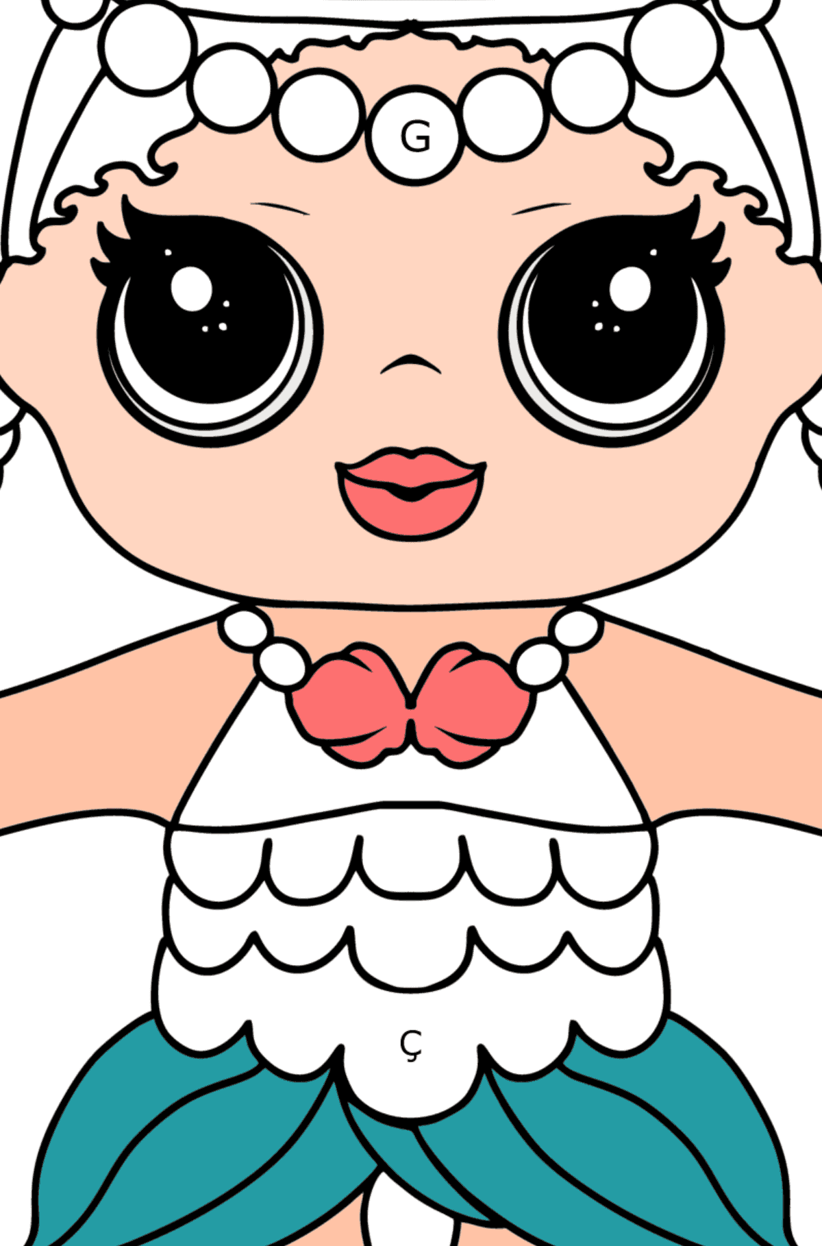 Boyama sayfası L.O.L. Surprise Merbaby - Harflerle Boyama çocuklar için