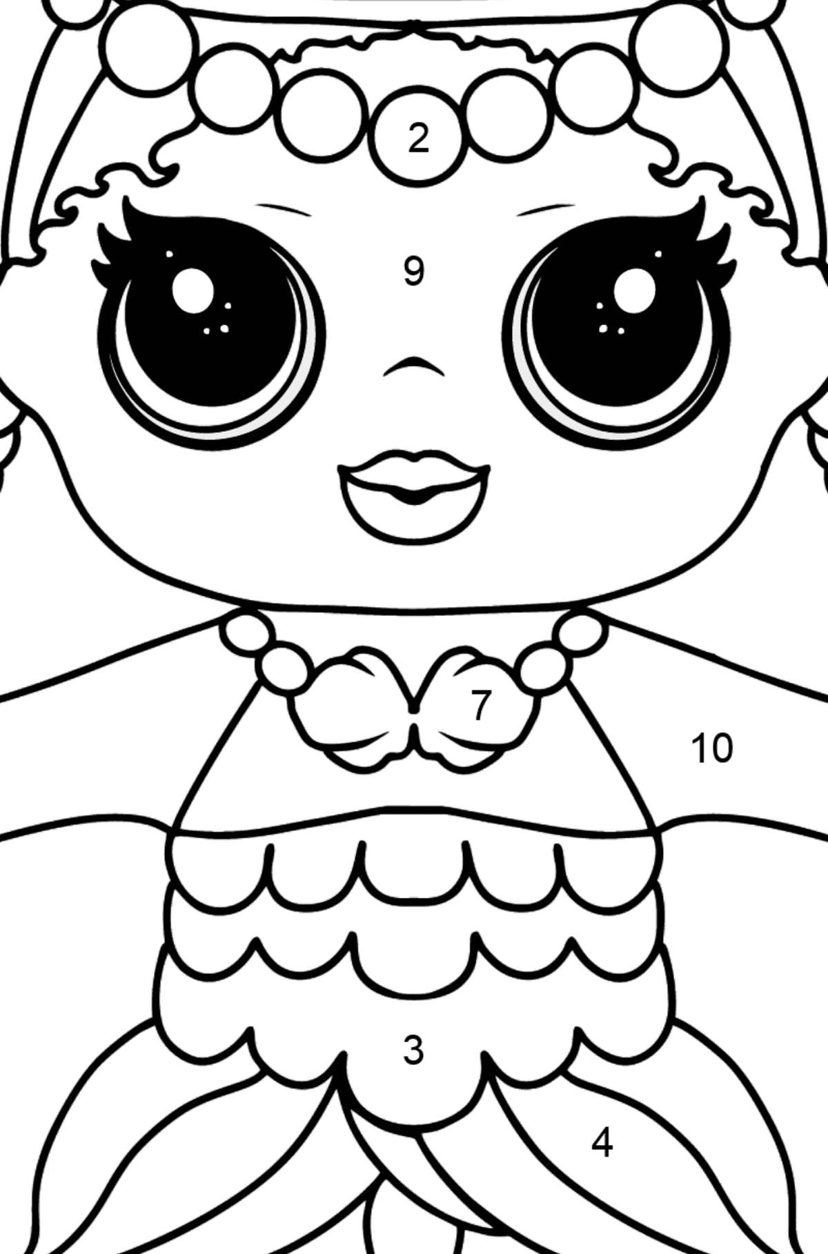 LOL Surprise Doll Merbaby Coloring page - Coloring by Numbers for Kids