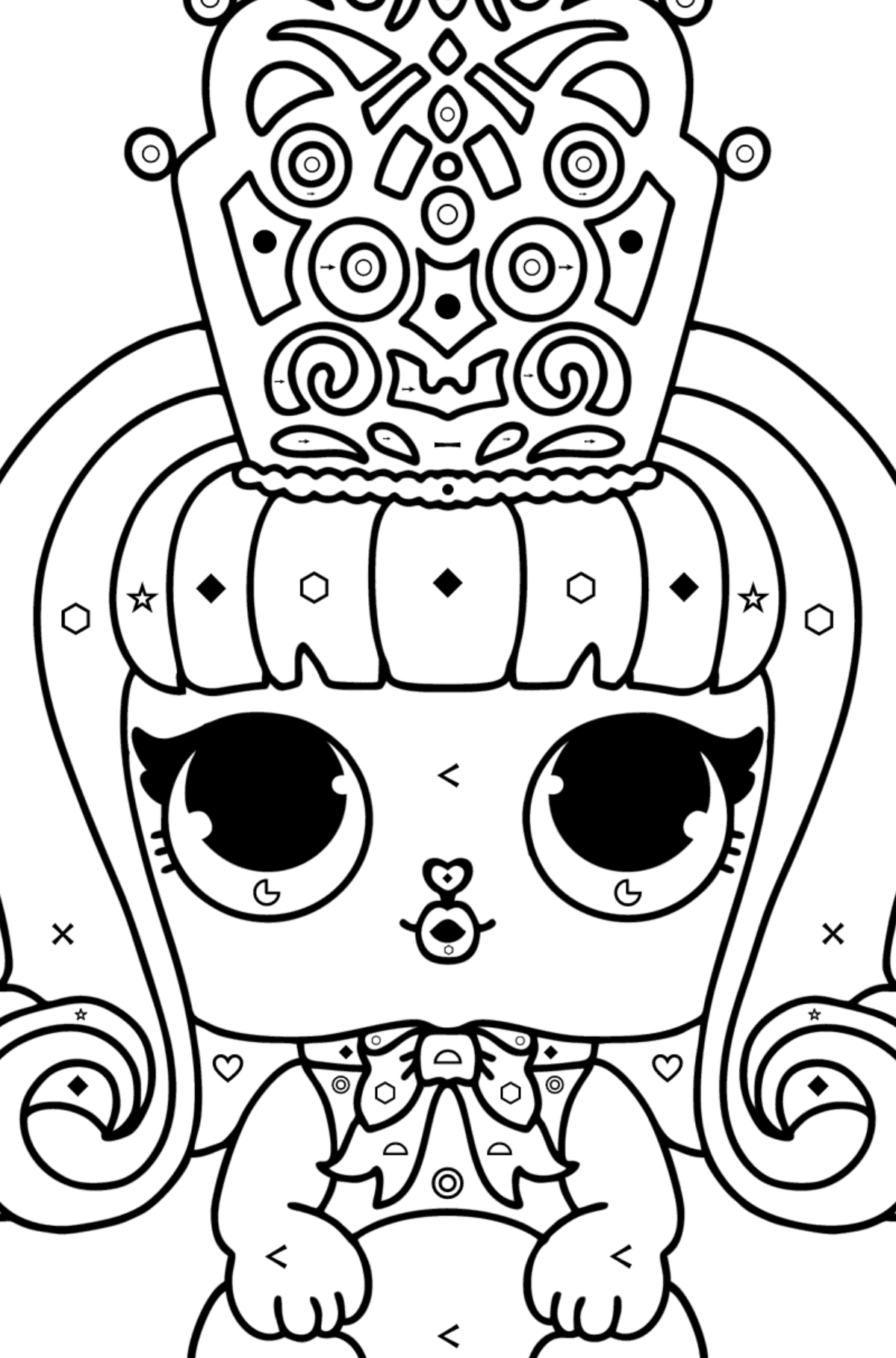 Disegno da colorare LOL Surprise Prom Bunny - Colorare per simboli e forme geometriche per bambini