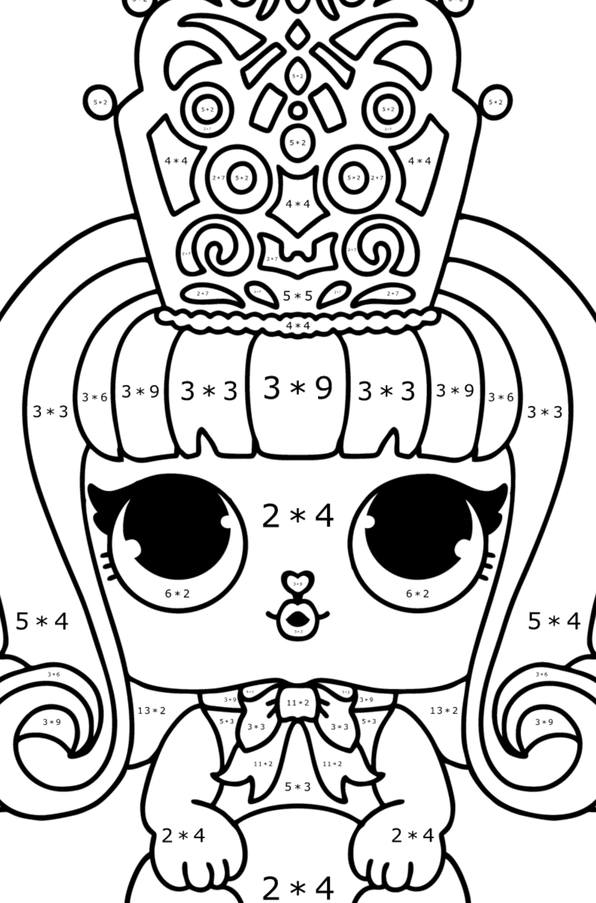 Disegno da colorare LOL Surprise Prom Bunny - Colorazione matematica - Moltiplicazione per bambini