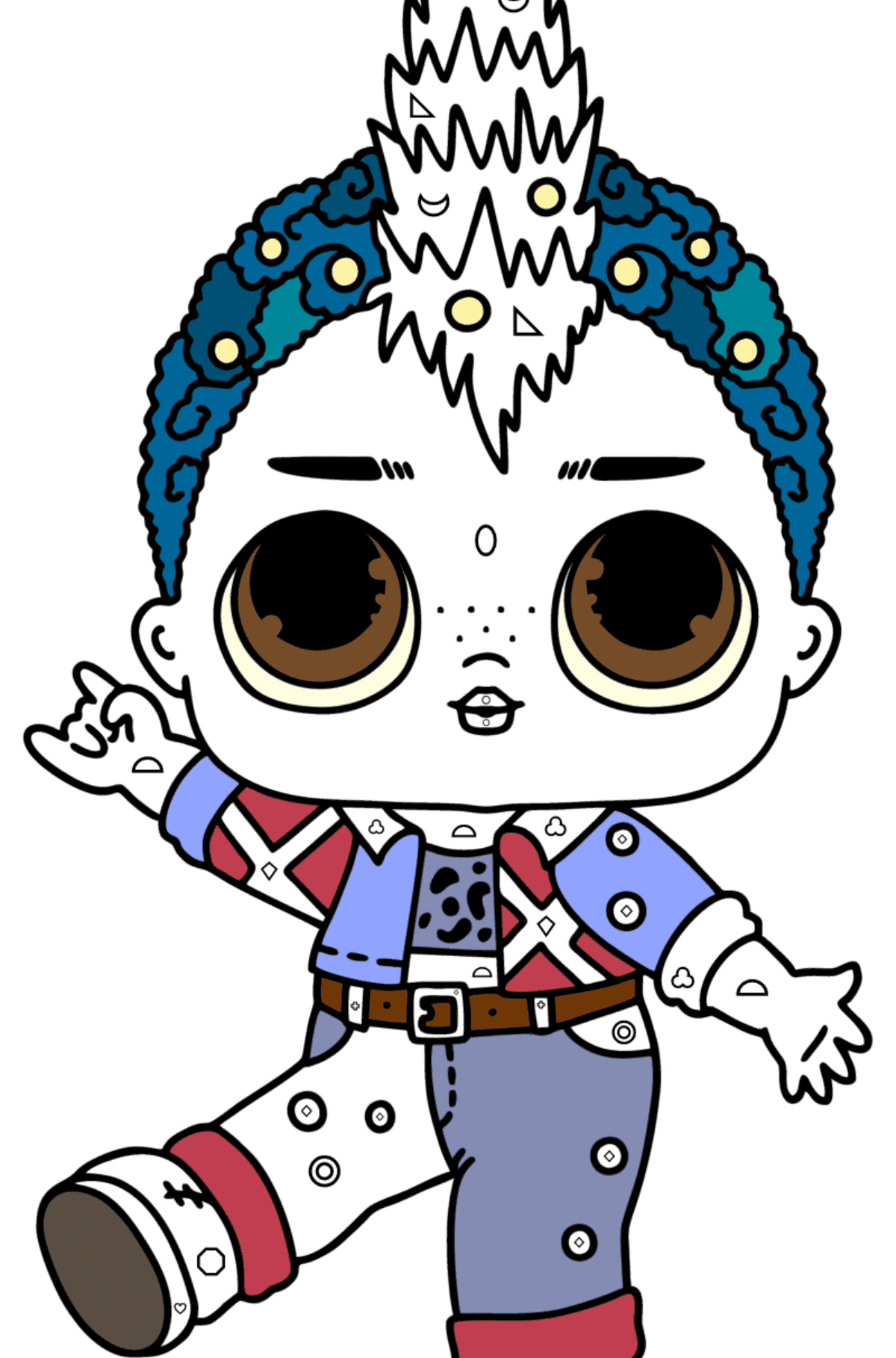 Colouring page LOL Surprise Punk Boi - Coloring by Geometric Shapes for Kids