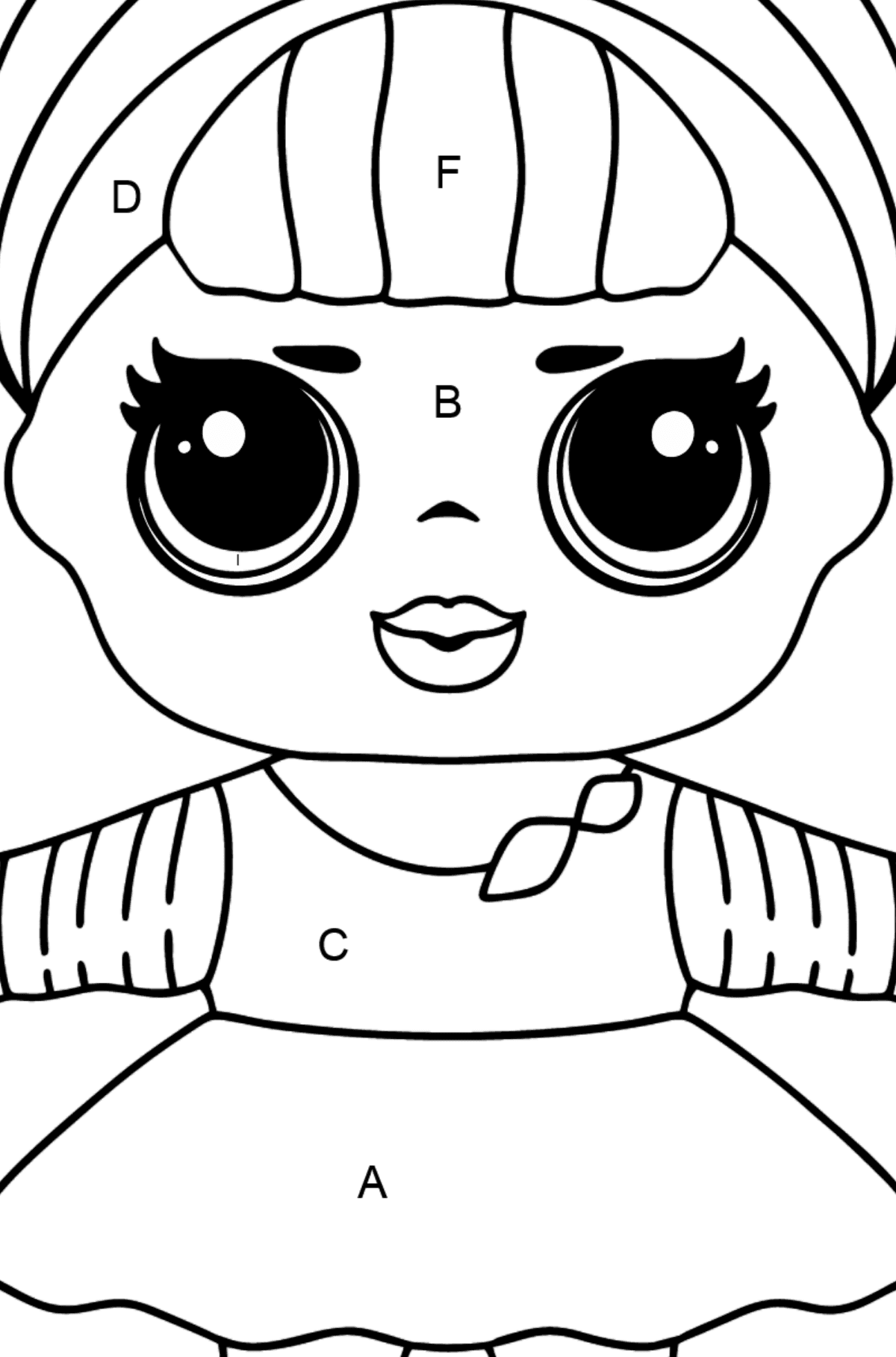 LOL Surprise Doll Sis Swing Coloring page - Coloring by Letters for Kids