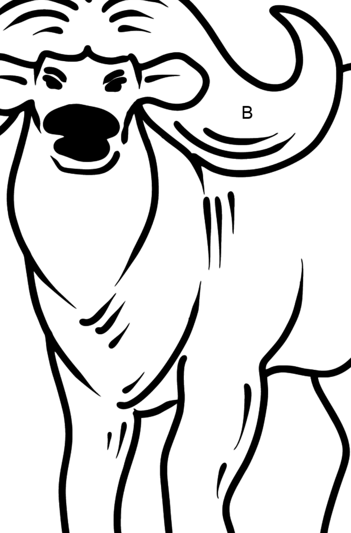 Dibujo de Búfalo para colorear - Colorear por Letras para Niños