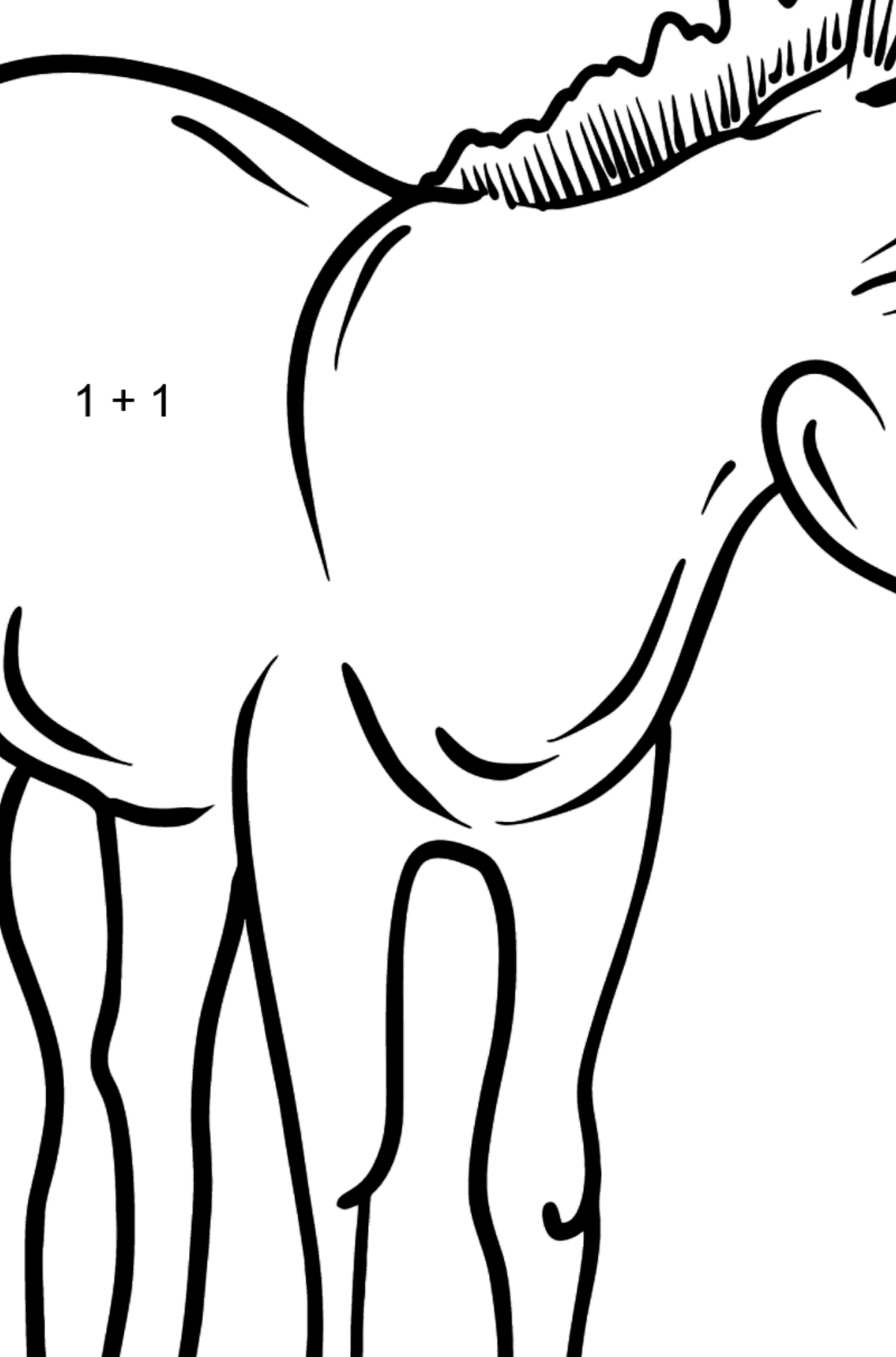 Donkey coloring page - Math Coloring - Addition for Kids