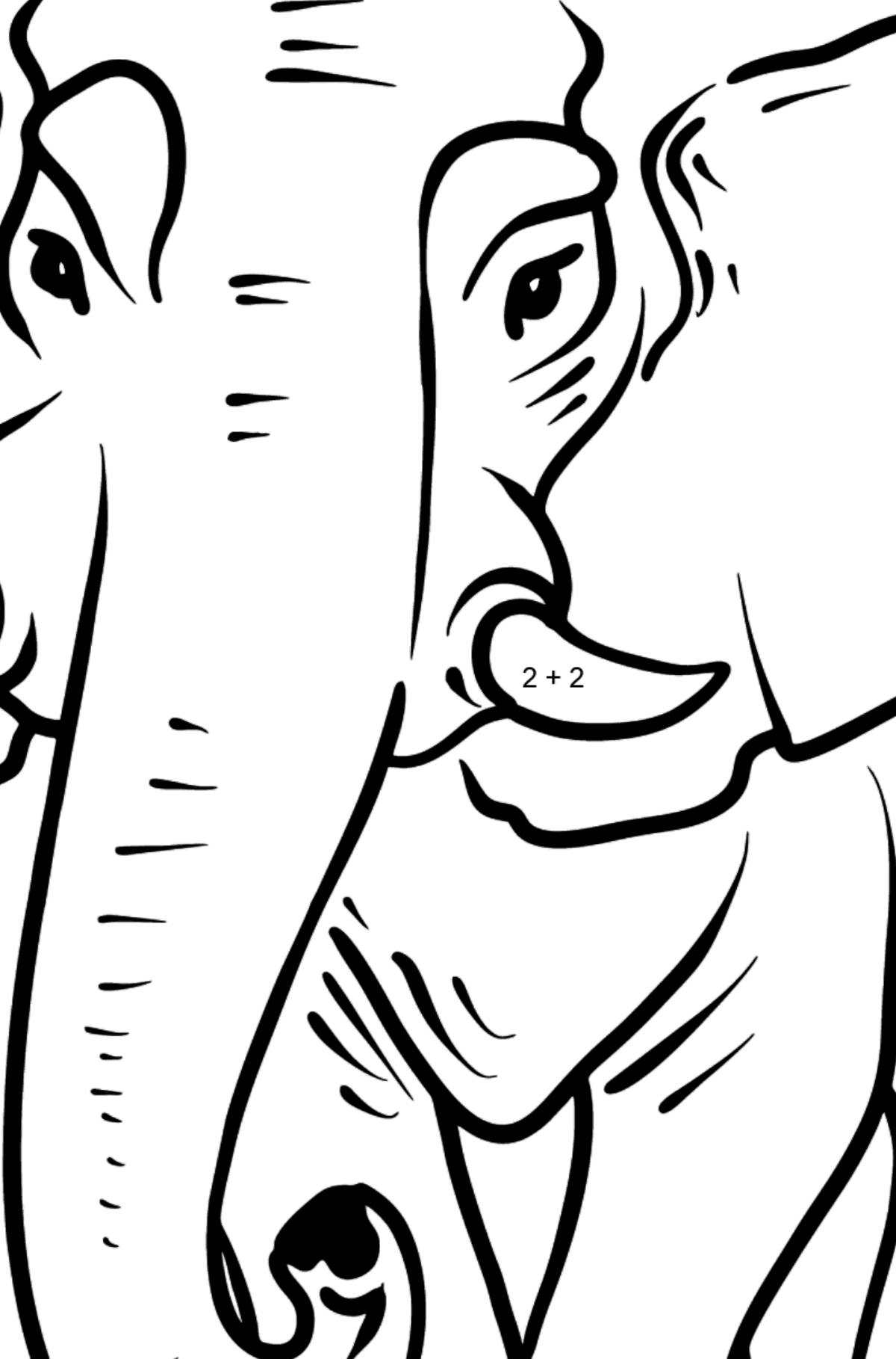 Розмальовка Слон для малюків - Математична Розмальовка Додавання для дітей