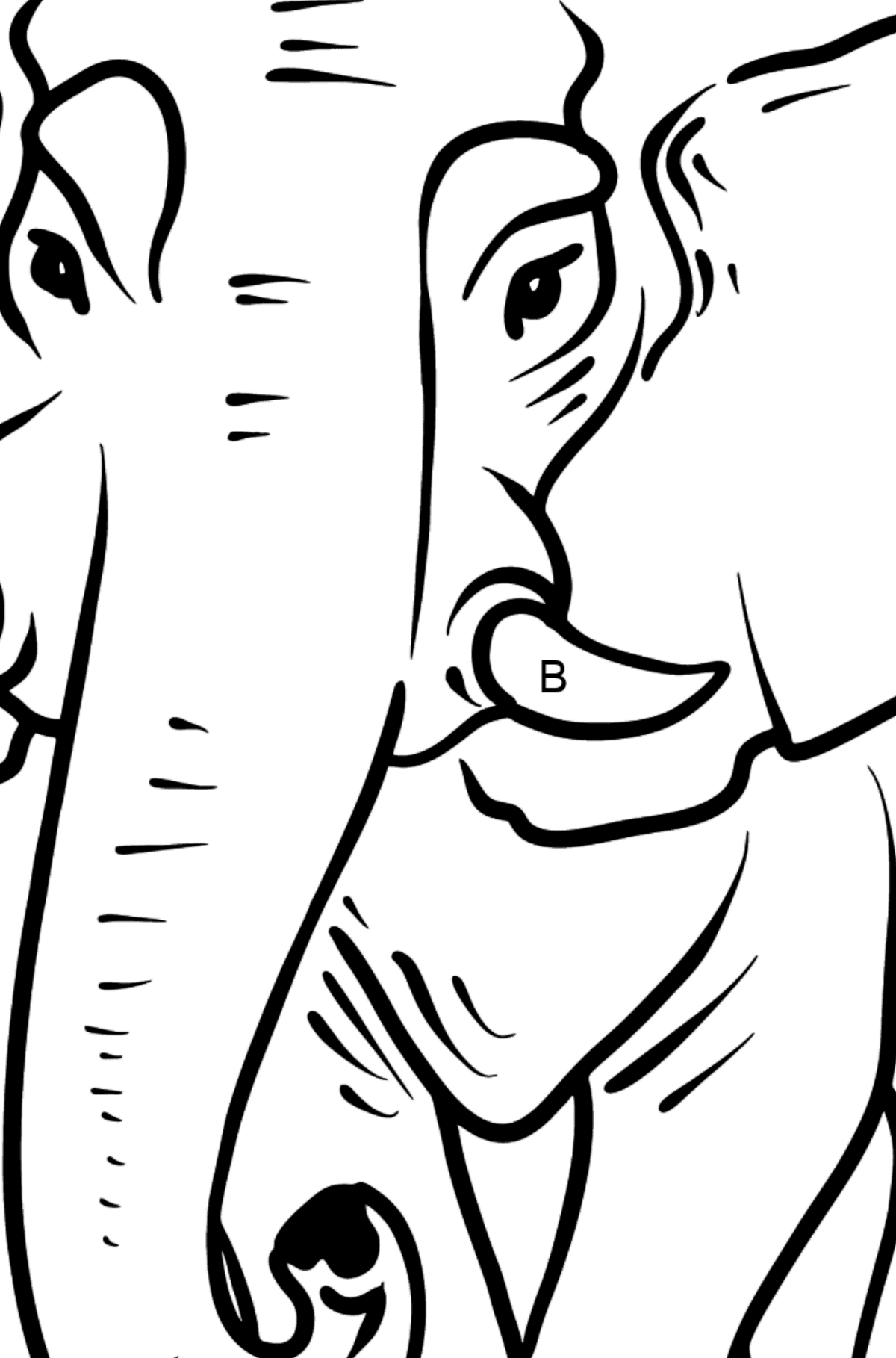 Dibujo de elefante para colorear - Colorear por Letras para Niños