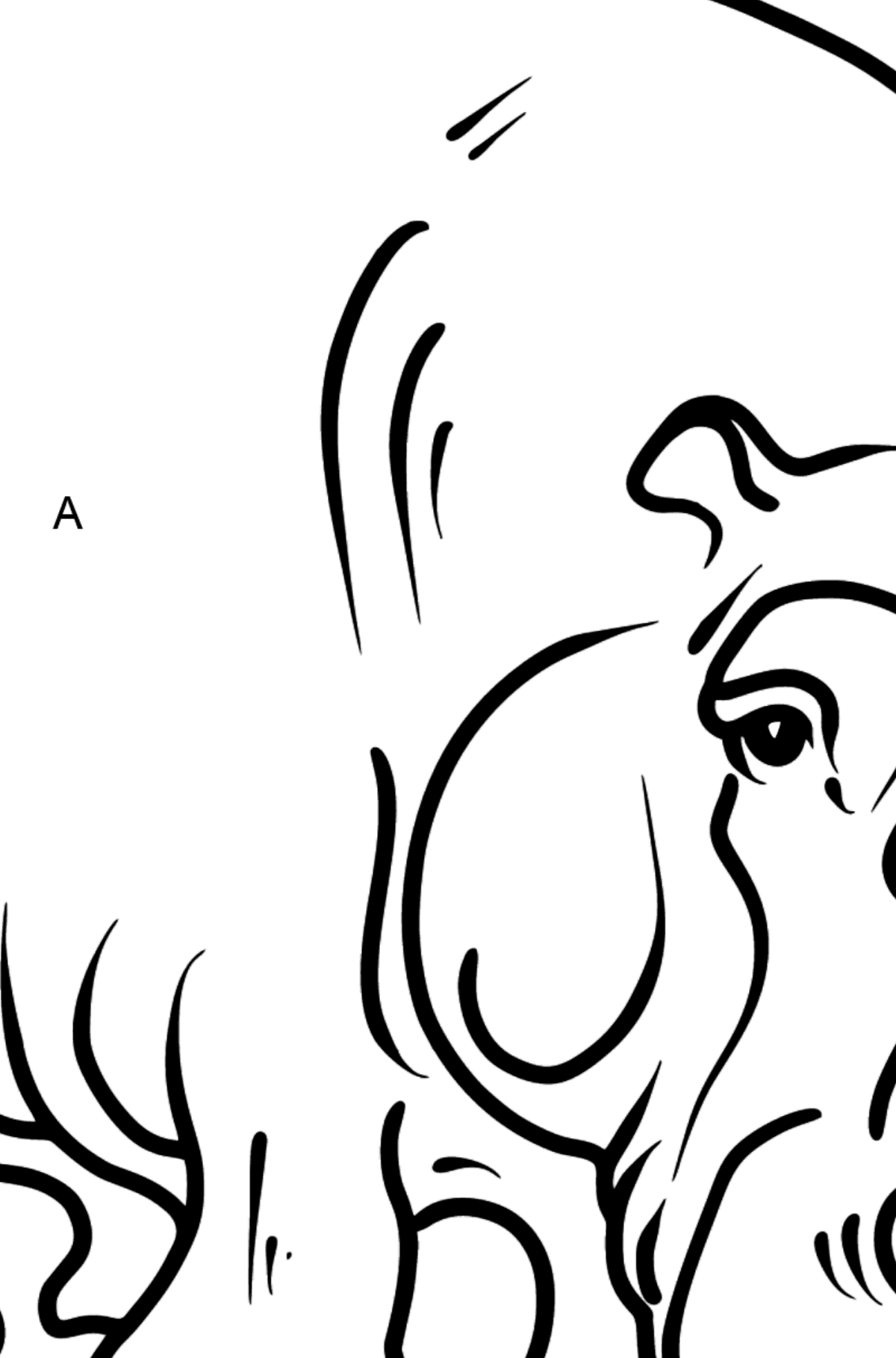 Dibujo de hipopótamo para colorear - Colorear por Letras para Niños