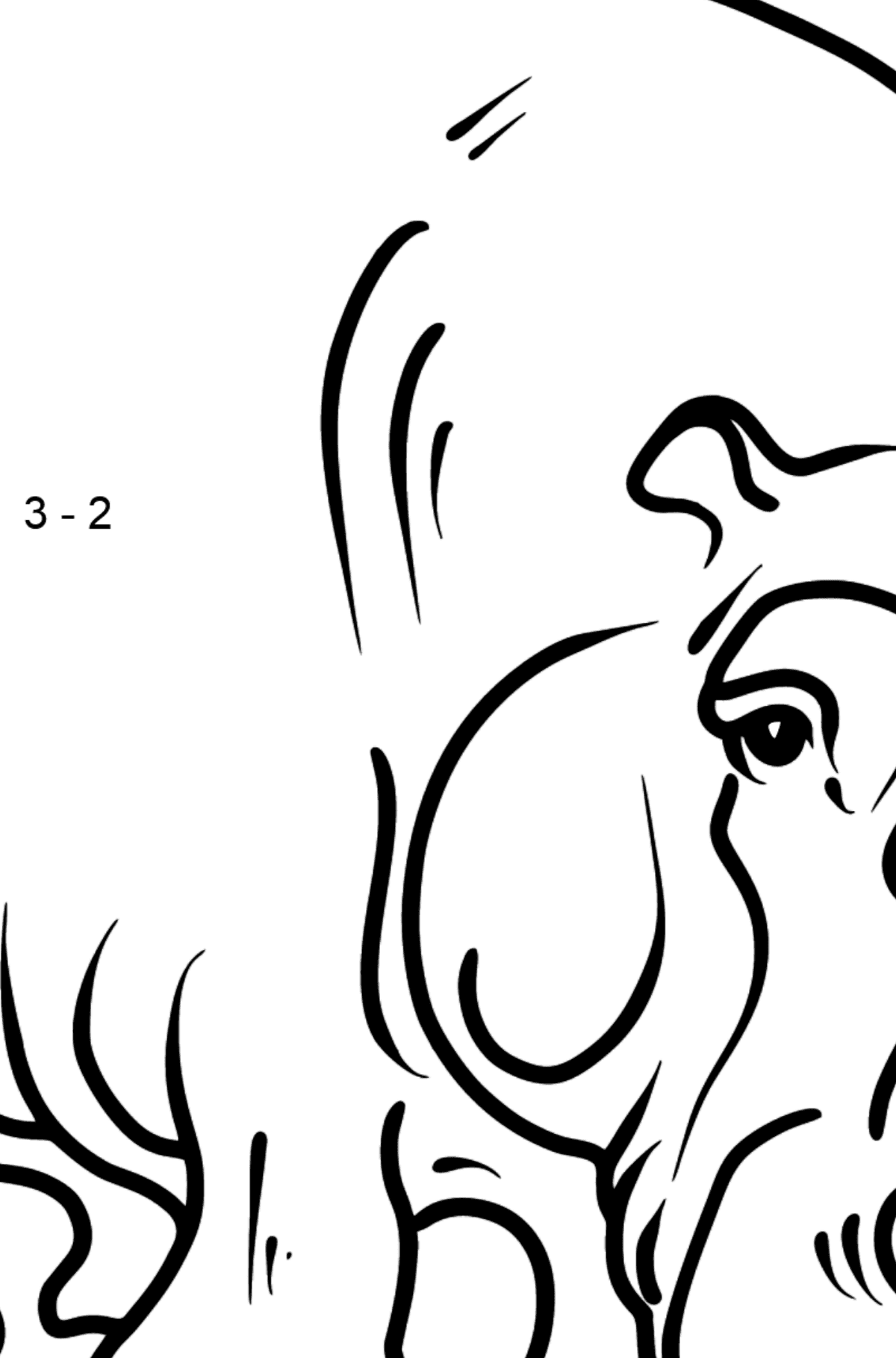 Hippo coloring page - Math Coloring - Subtraction for Kids