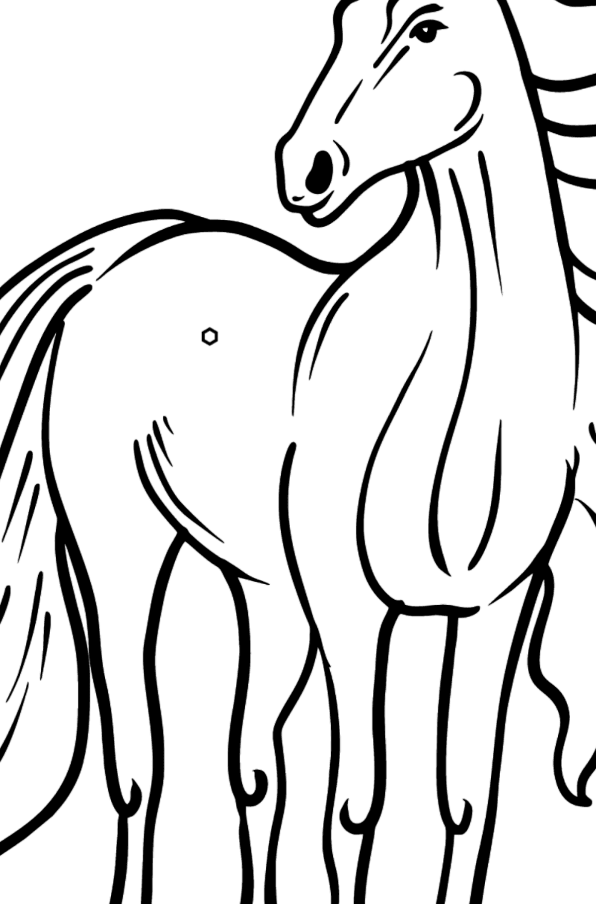 Mewarnai gambar kuda untuk balita - Pewarnaan mengikuti Bentuk Geometris untuk anak-anak