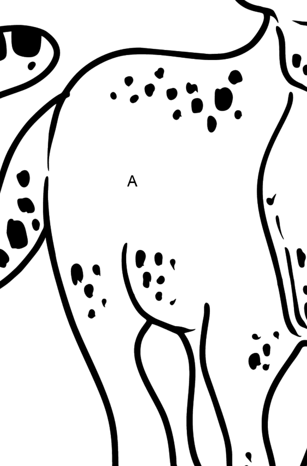 Dibujo de leopardo para colorear - Colorear por Letras para Niños