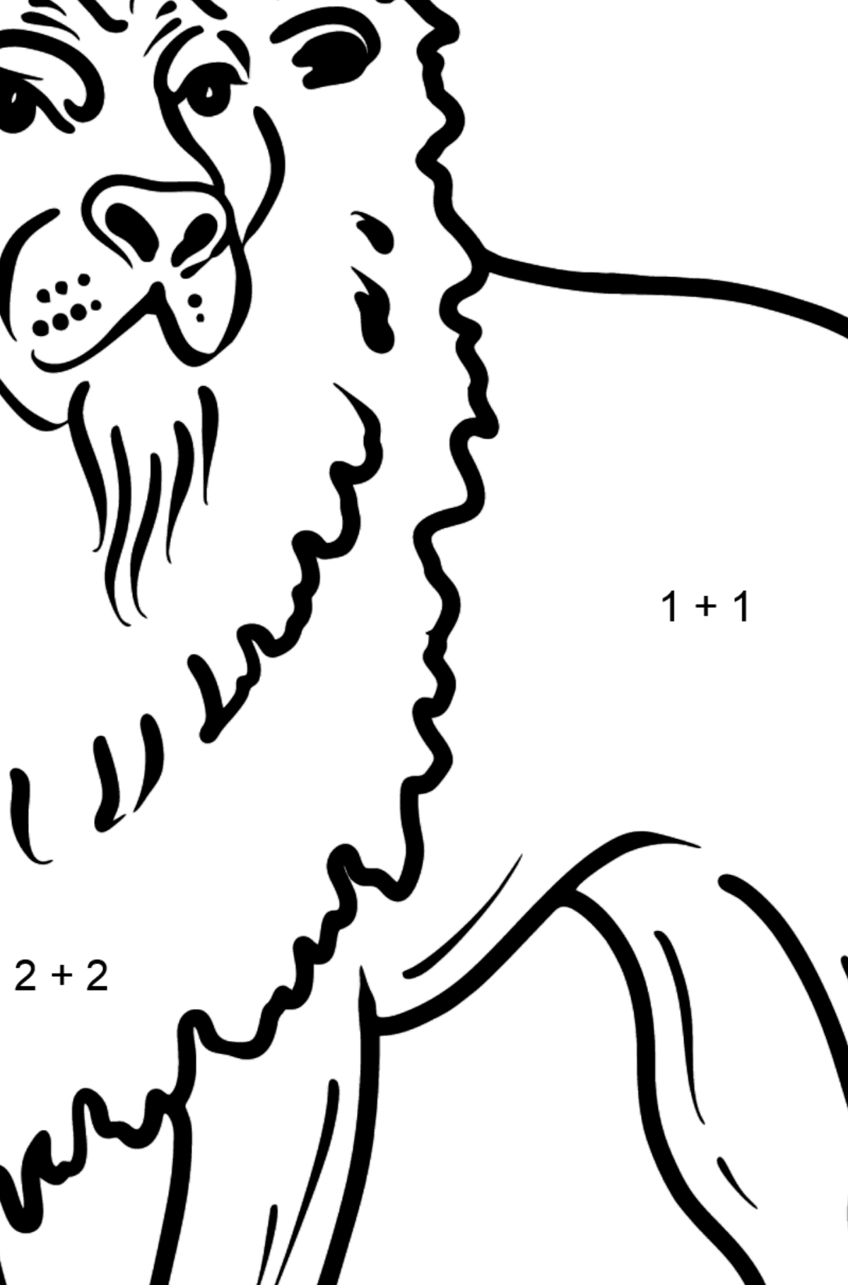 Lion coloring page - Math Coloring - Addition for Kids