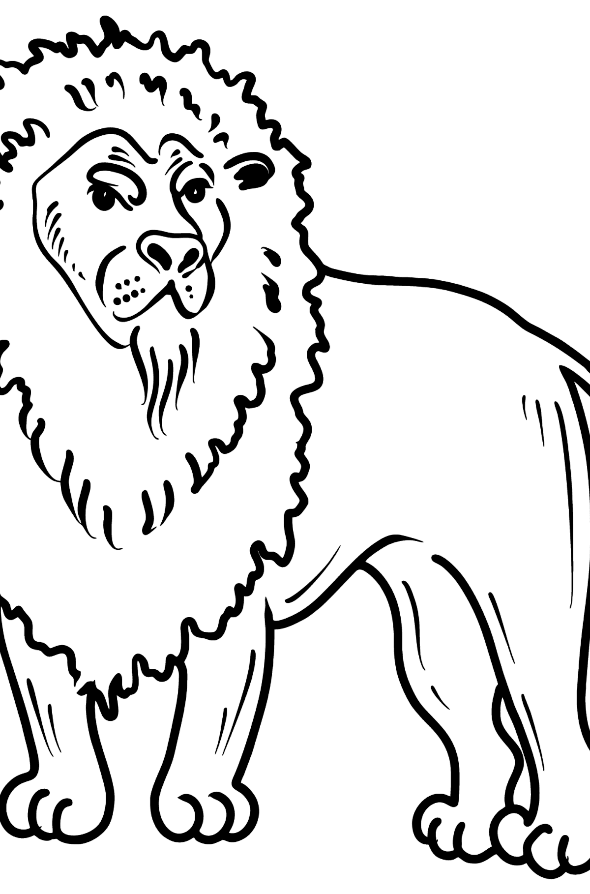 Tegning til farvning løve - Tegninger til farvelægning for børn
