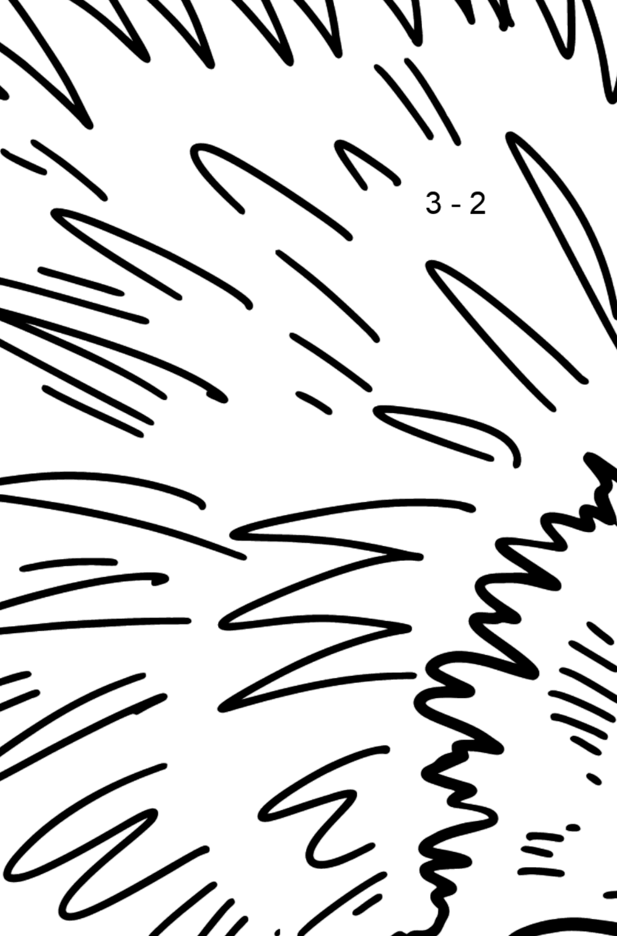 Porcupine coloring page - Math Coloring - Subtraction for Kids
