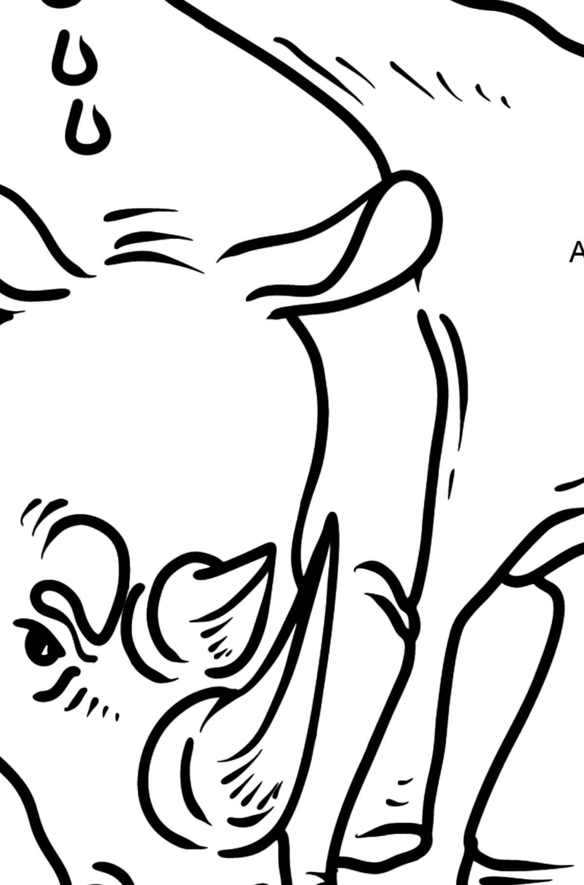 Dibujo de rinoceronte para colorear - Colorear por Letras para Niños