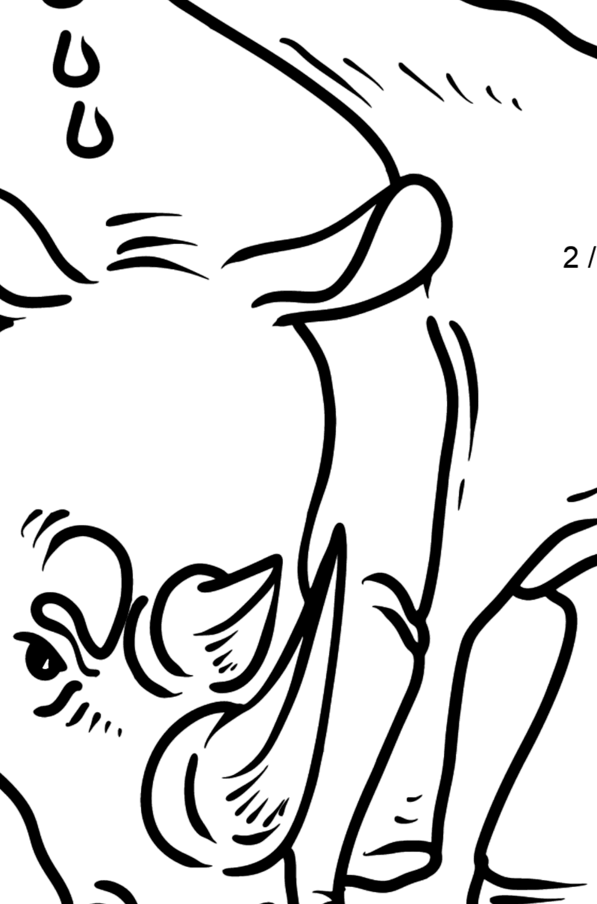 Rhino coloring page - Math Coloring - Division for Kids