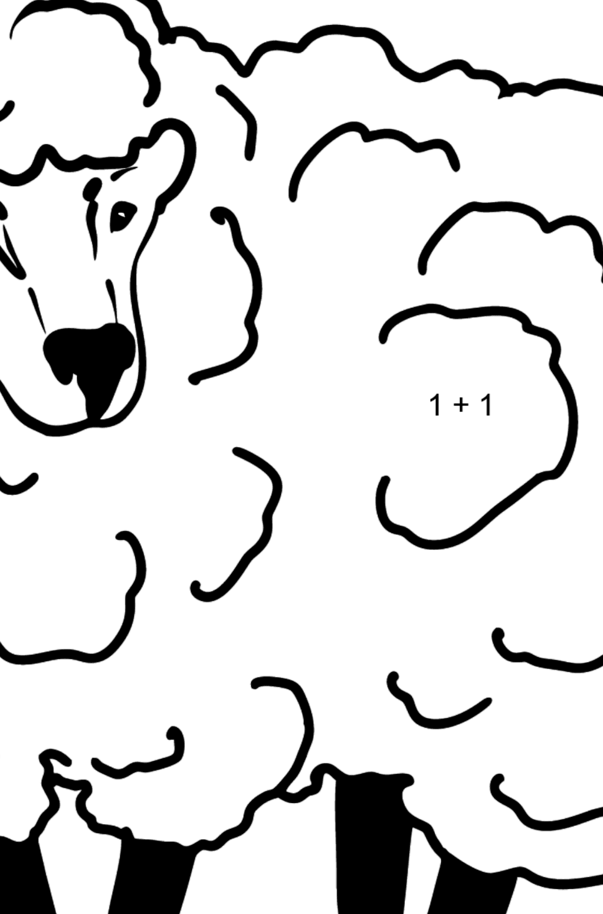 Sheep coloring page - Math Coloring - Addition for Kids