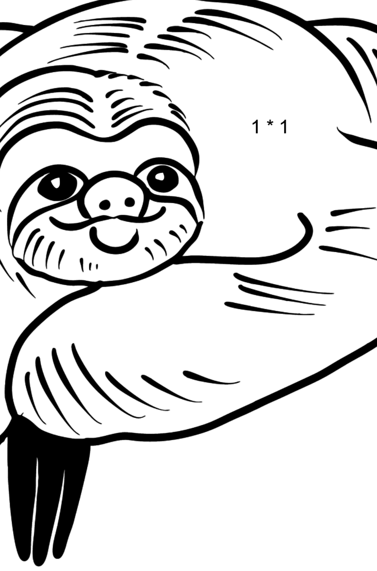 Sloth coloring page - Math Coloring - Multiplication for Kids