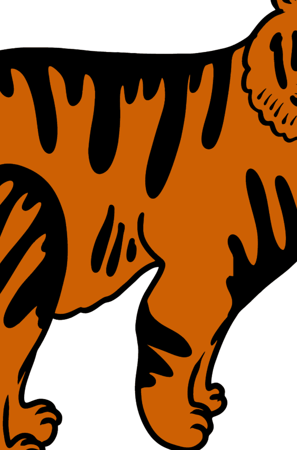 Tiger Ausmalbild - Ausmalen nach Buchstaben für Kinder