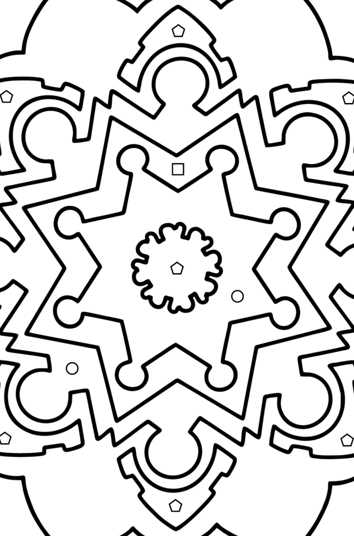 Mandala coloring page - 13 parts - Coloring by Geometric Shapes for Kids