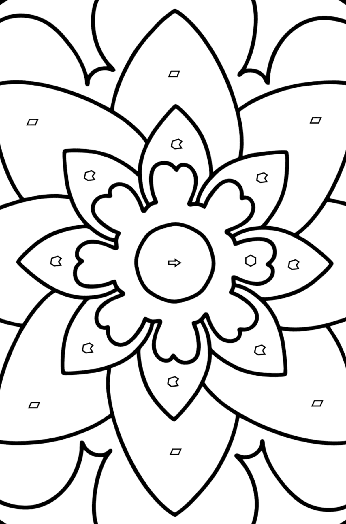 Mandala coloring page - 20 elements - Coloring by Geometric Shapes for Kids