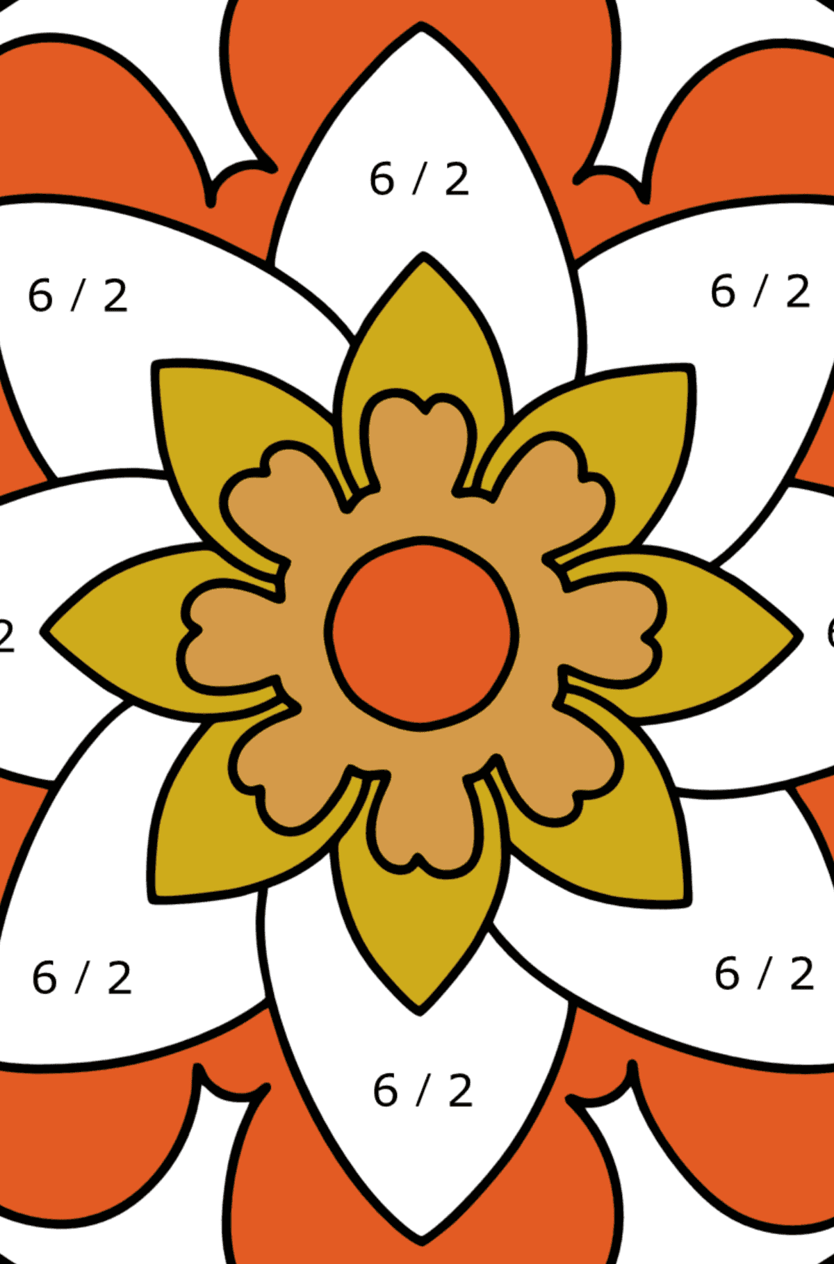 Coloriage mandala - 20 éléments - Coloriage Magique Division pour les Enfants