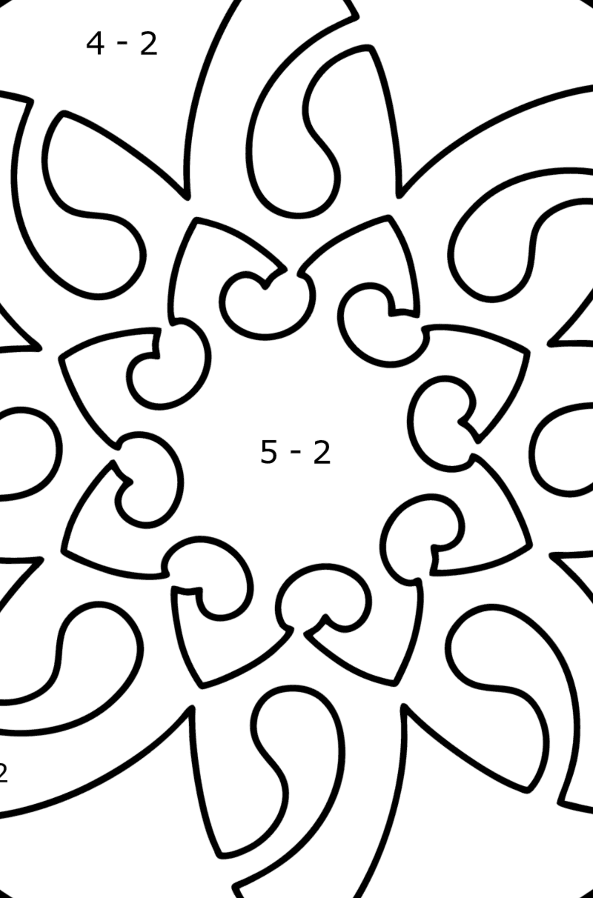 Boyama sayfası Mandala 1 - Matematik Boyama - Çıkarma çocuklar için