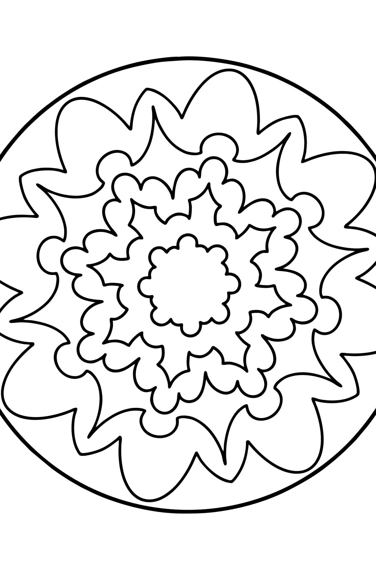 Dibujo para colorear Mandala - 6 elementos - Dibujos para Colorear para Niños