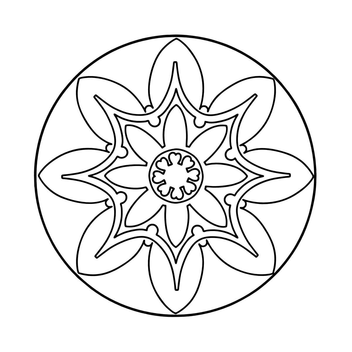 Mandala coloring page - 7 elements ♥ Online and Print for Free!