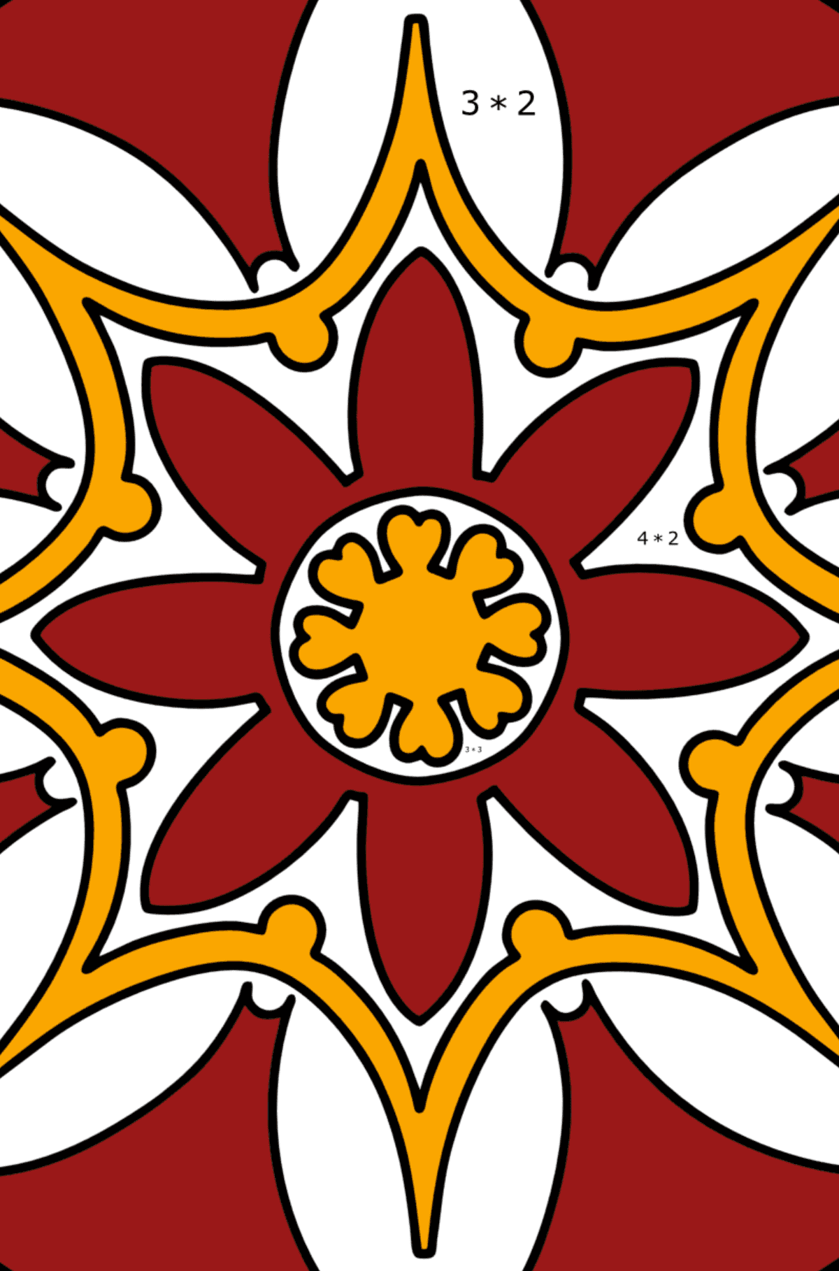 Coloriage mandala - 7 éléments - Coloriage Magique Multiplication pour les Enfants