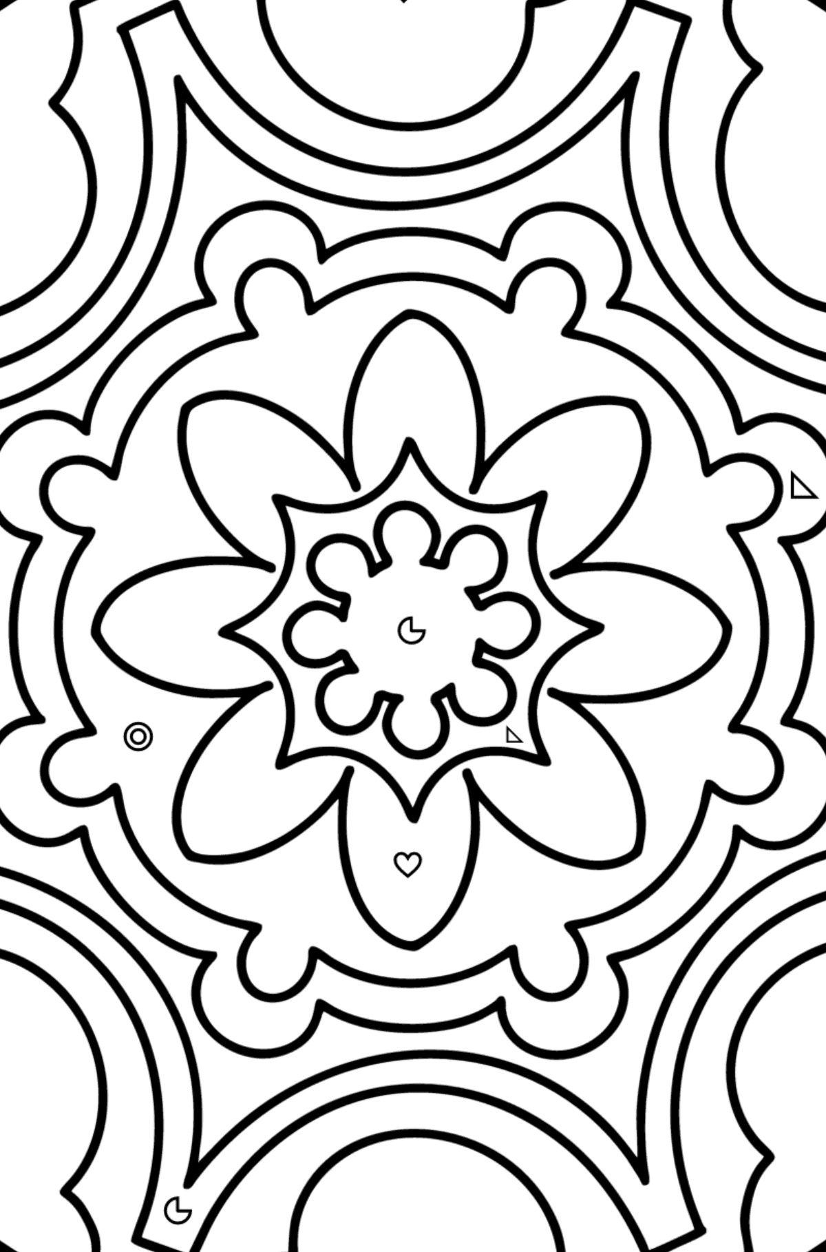 Mandala coloring page - 9 elements - Coloring by Geometric Shapes for Kids