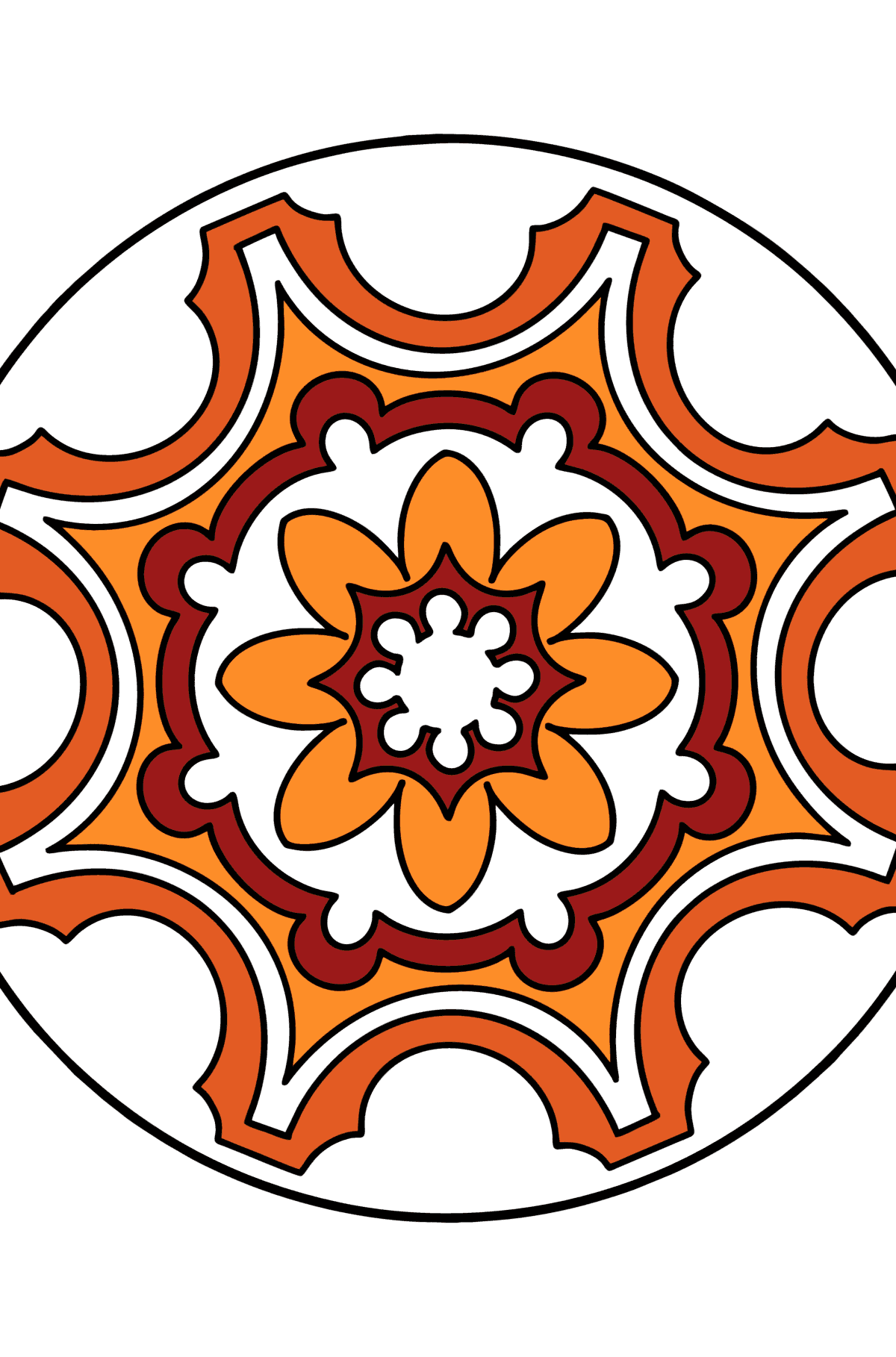 Desenho para colorir Mandala - 9 elementos - Imagens para Colorir para Crianças