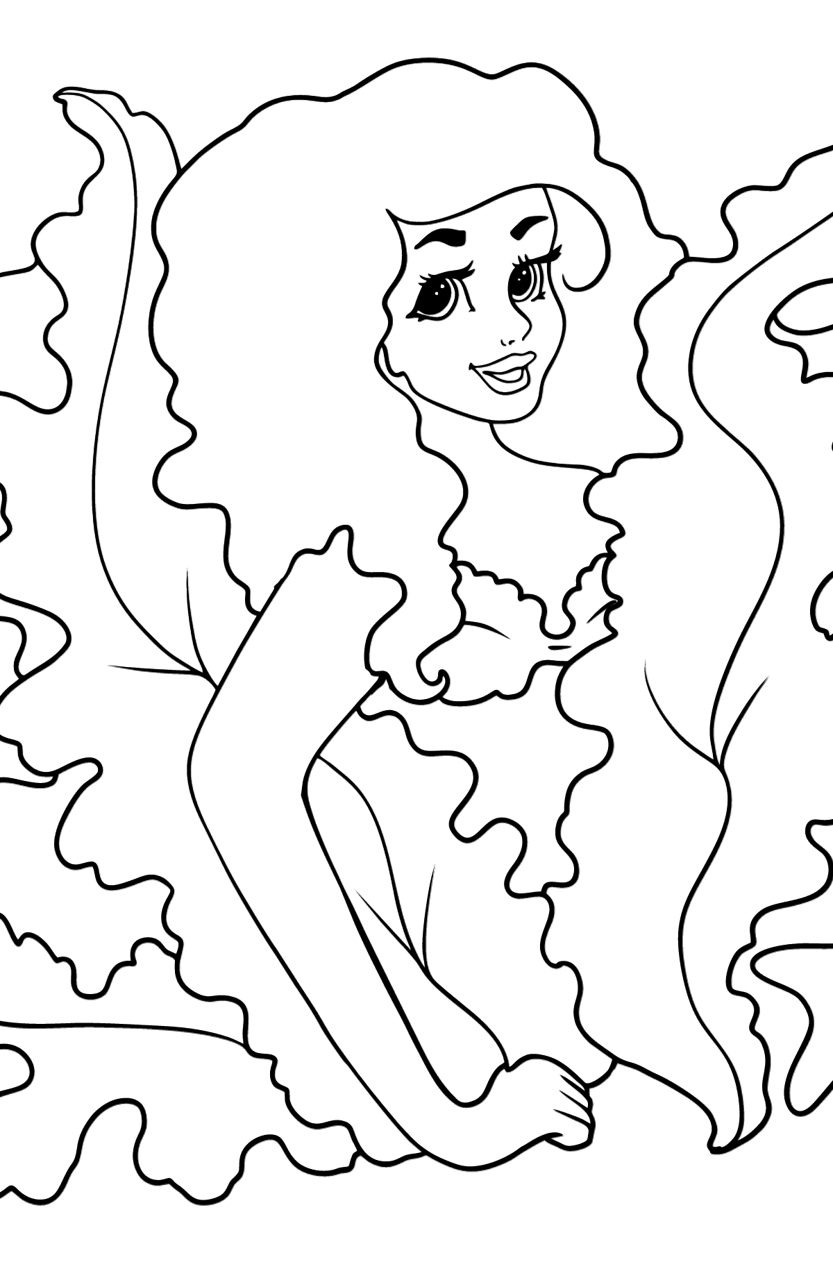 Coloring Page Mermaid and starfish - Coloring Pages for Kids