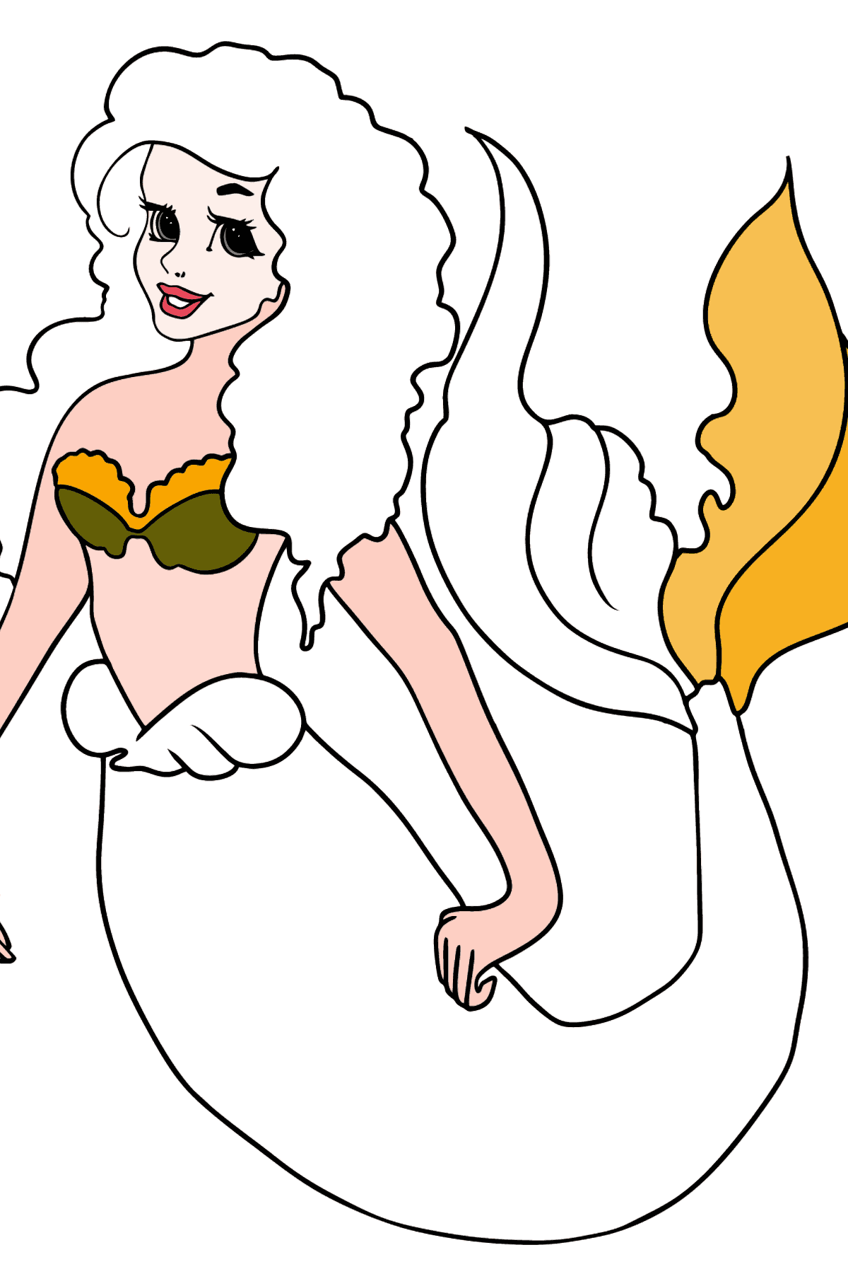 Coloriage sirène avec queue verte - Coloriages pour les Enfants